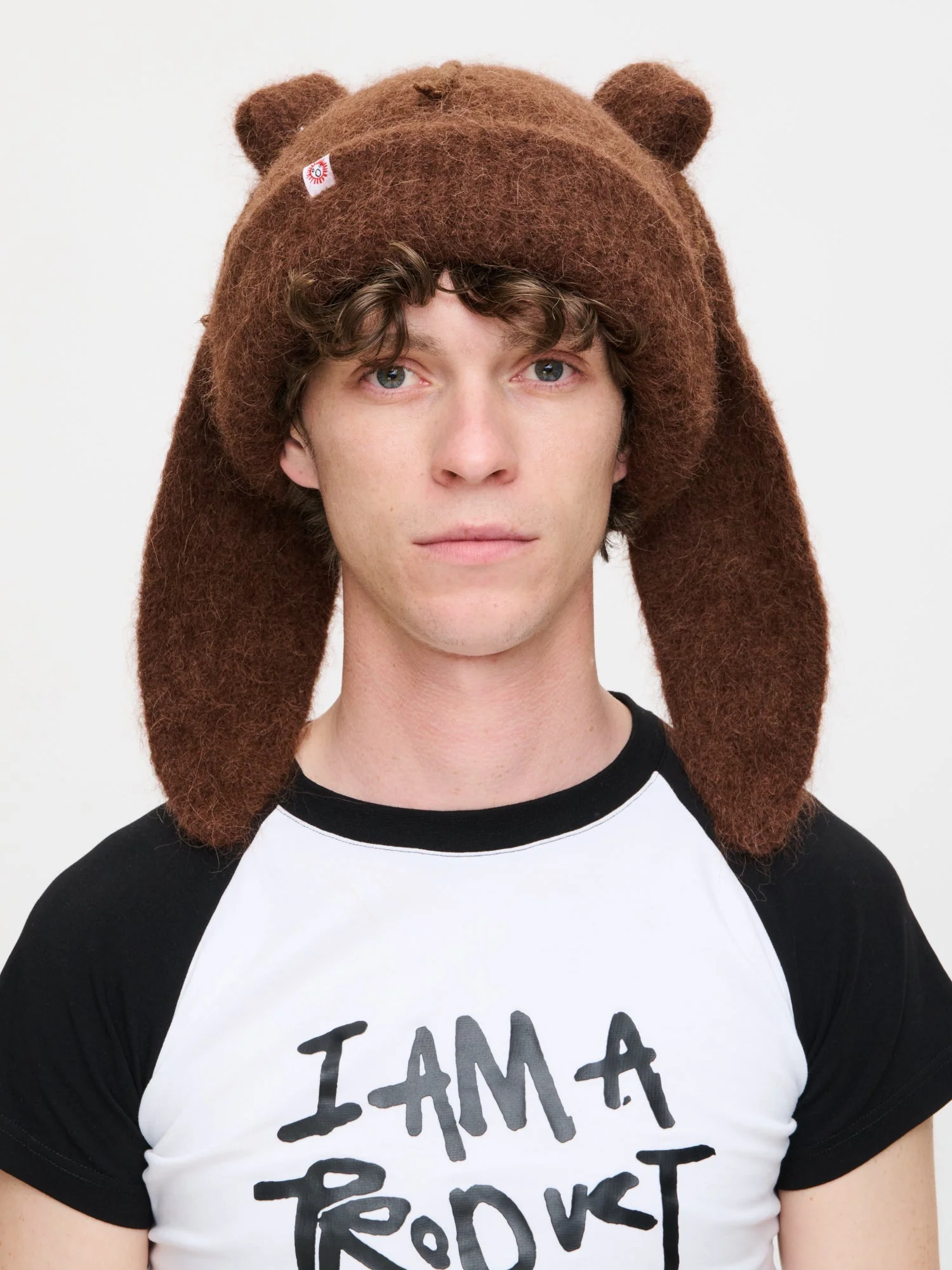 LOVERBOY BY CHARLES JEFFREY ALPACA CHUNKY RABBIT BEANIE in BROWN - Image 6