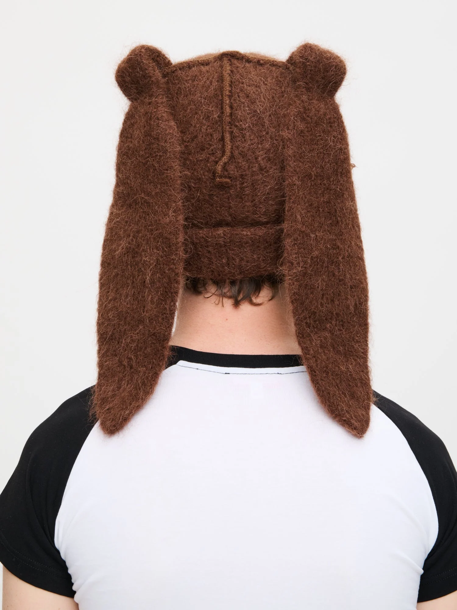 LOVERBOY BY CHARLES JEFFREY ALPACA CHUNKY RABBIT BEANIE in BROWN - Image 7