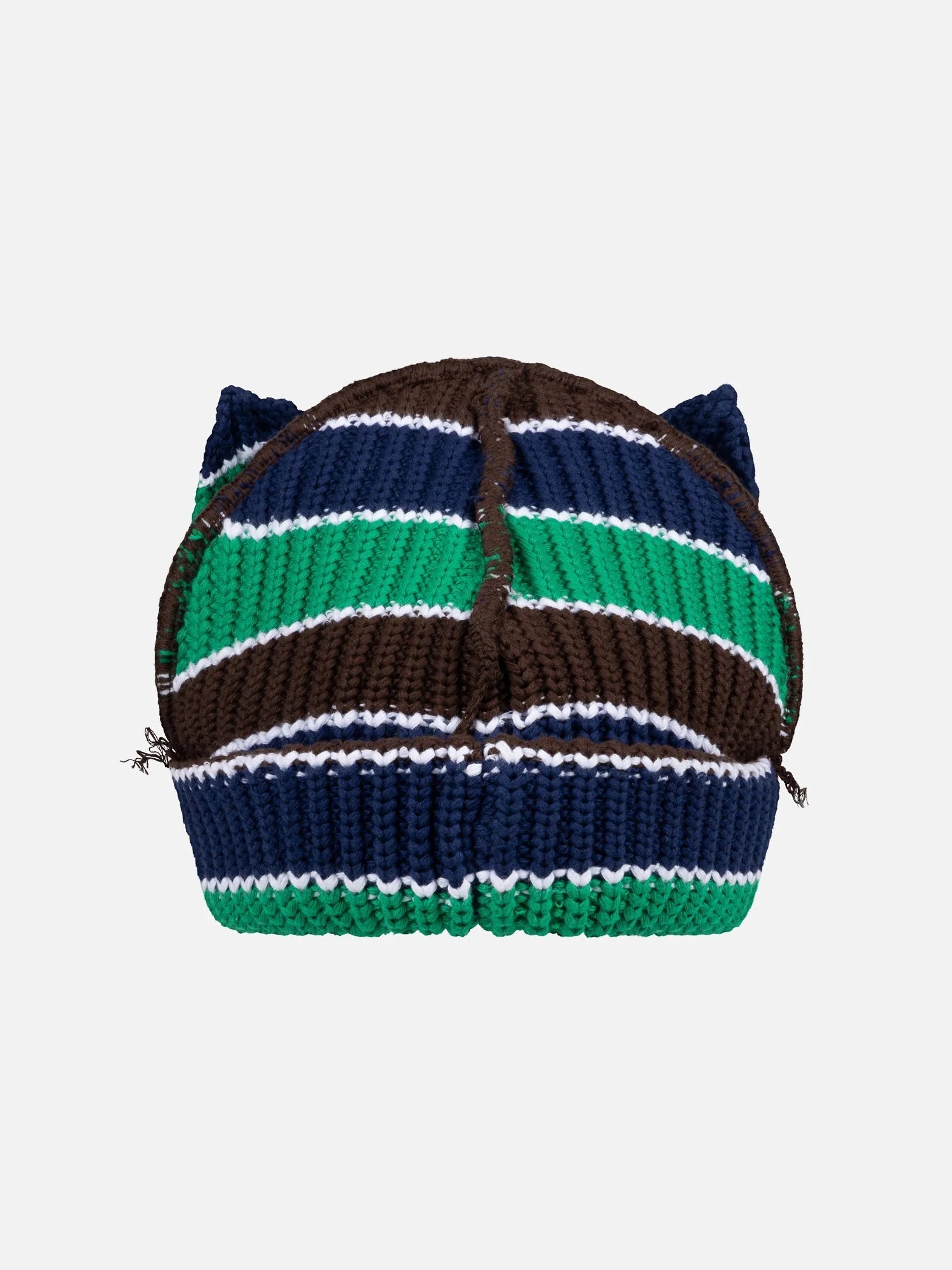 LOVERBOY BY CHARLES JEFFREY CHUNKY EARS BEANIE in GREEN NAVY BROWN - Image 5