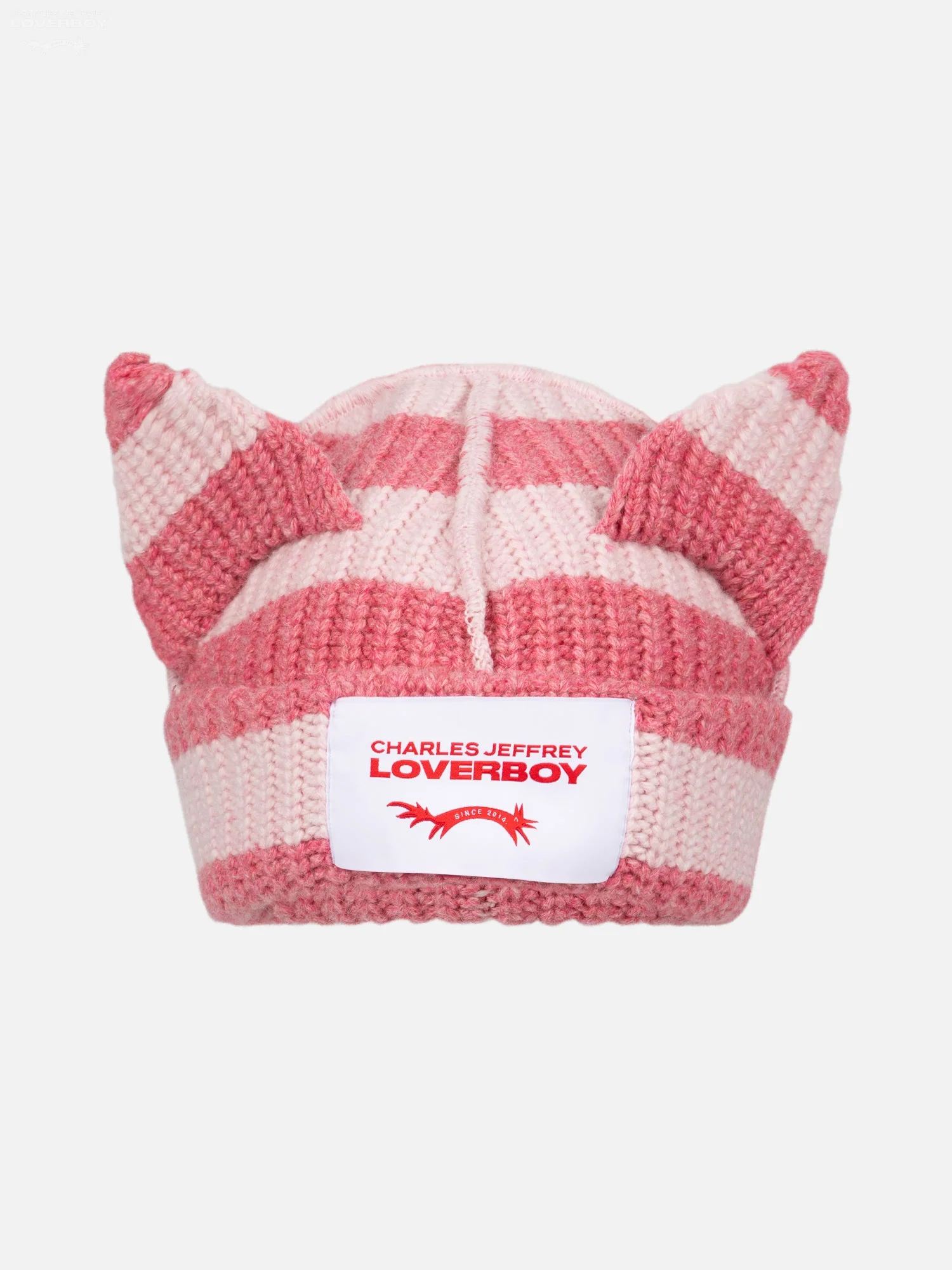 LOVERBOY BY CHARLES JEFFREY CHUNKY EARS BEANIE in PINK STRIPE - Image 7