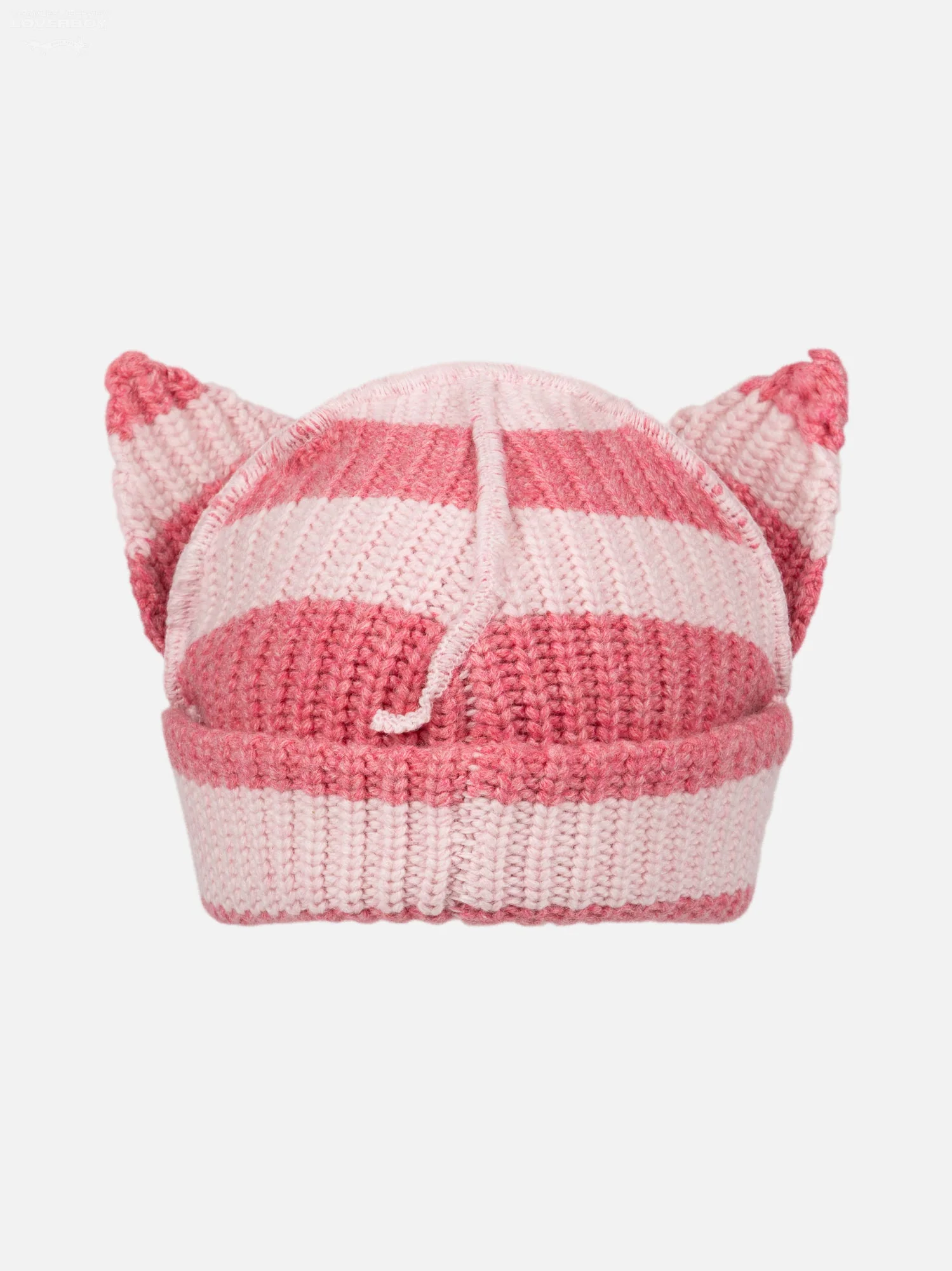 LOVERBOY BY CHARLES JEFFREY CHUNKY EARS BEANIE in PINK STRIPE - Image 9