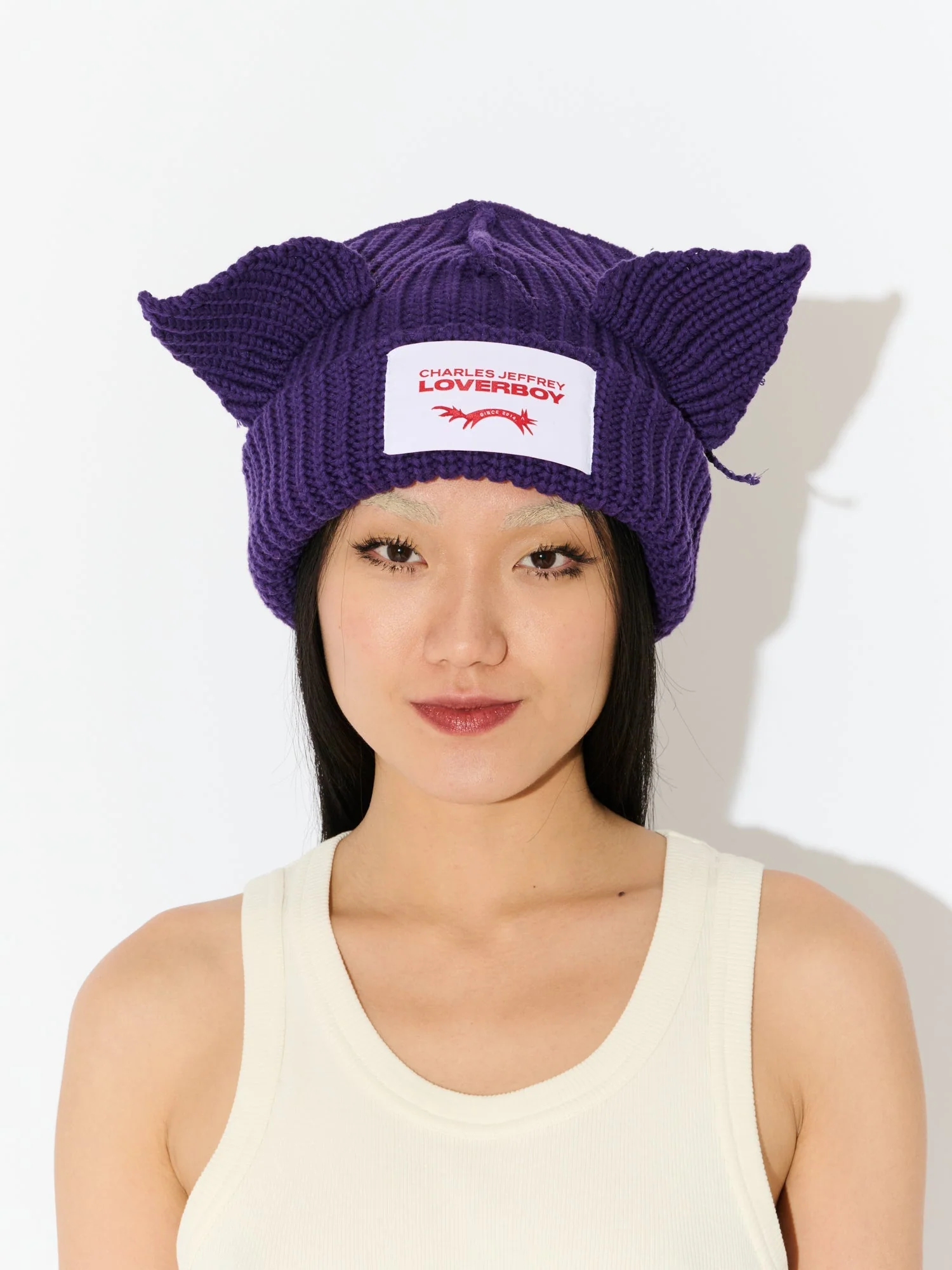 LOVERBOY BY CHARLES JEFFREY CHUNKY EARS BEANIE in PURPLE - Image 6