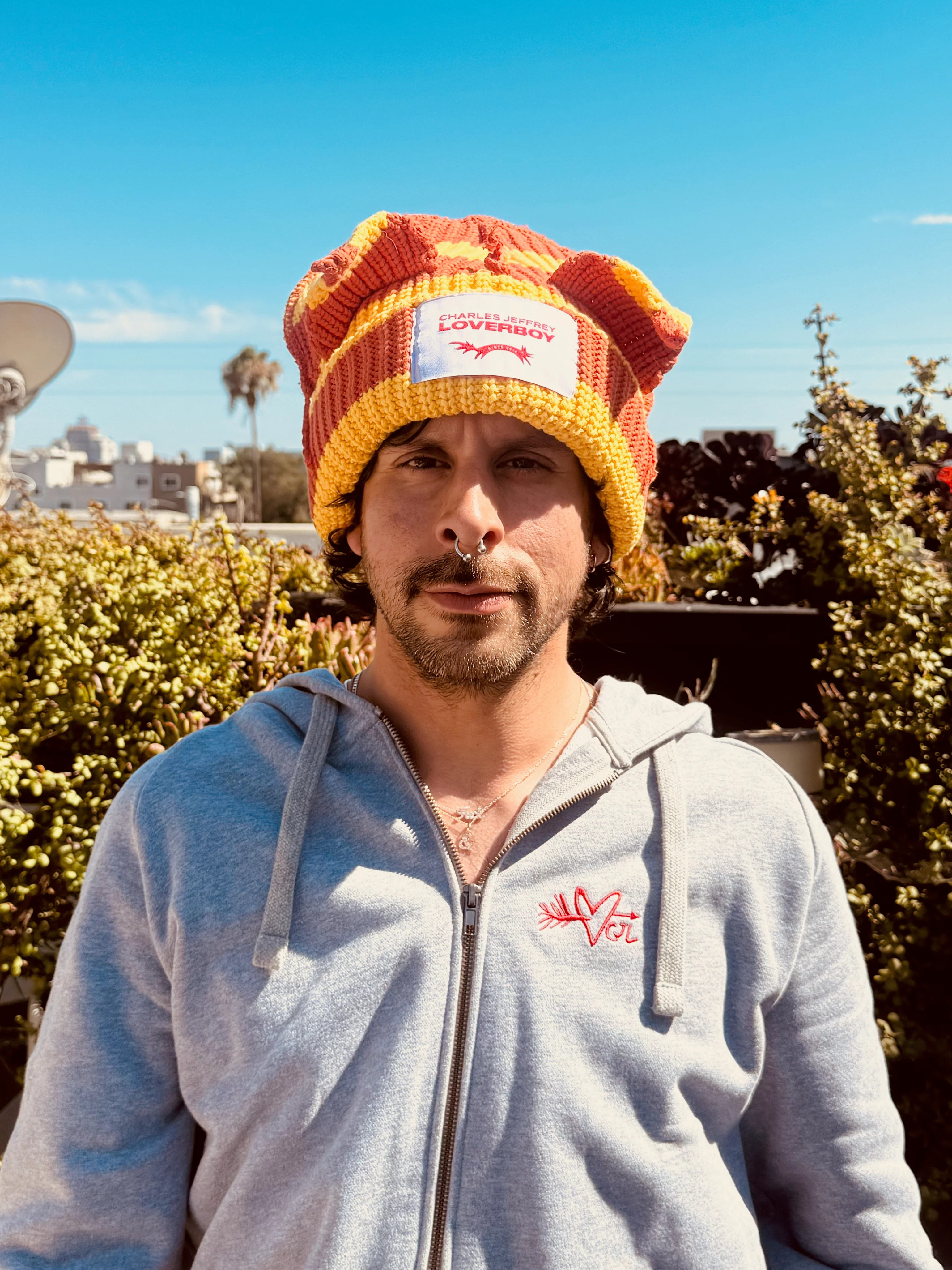 LOVERBOY BY CHARLES JEFFREY CHUNKY EARS BEANIE in YELLOW ORANGE - Image 2