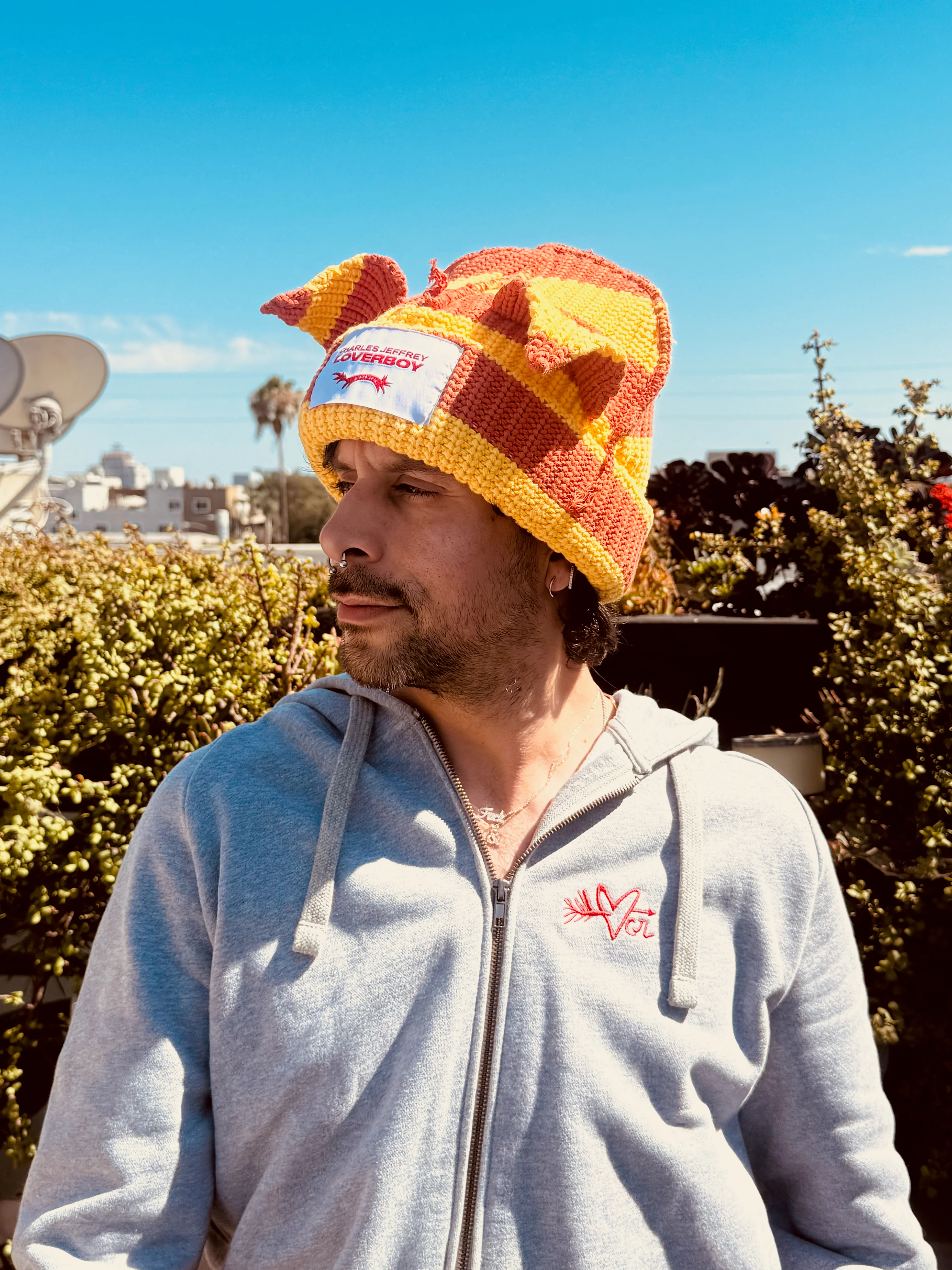 LOVERBOY BY CHARLES JEFFREY CHUNKY EARS BEANIE in YELLOW ORANGE - Image 3