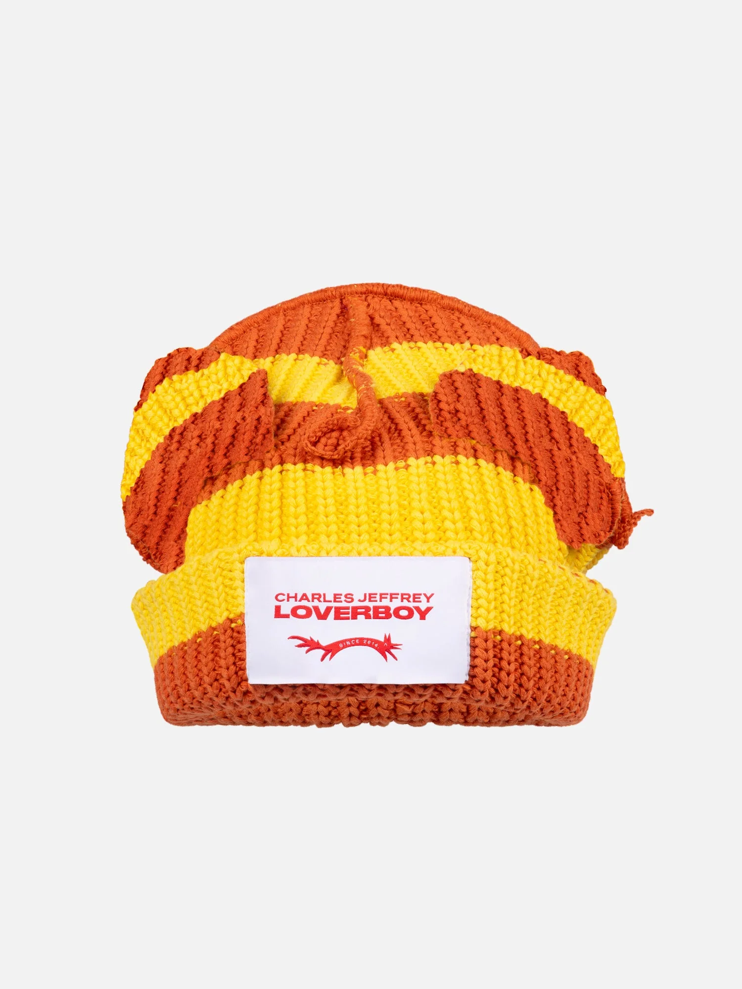 LOVERBOY BY CHARLES JEFFREY CHUNKY EARS BEANIE in YELLOW ORANGE - Image 4