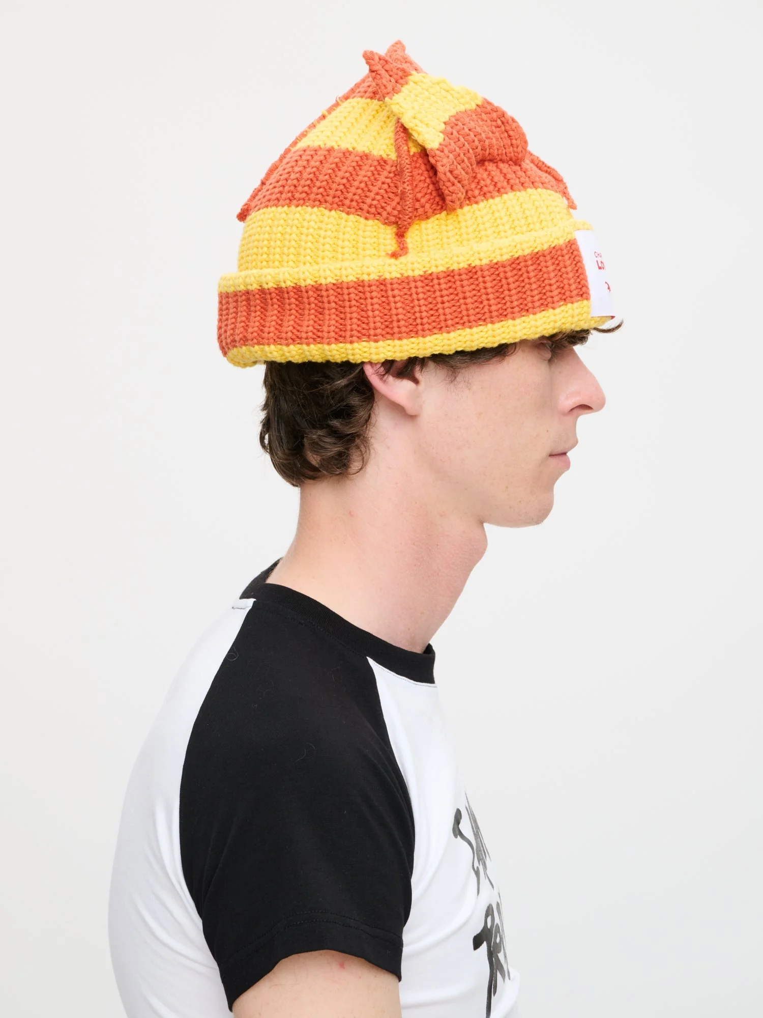 LOVERBOY BY CHARLES JEFFREY CHUNKY EARS BEANIE in YELLOW ORANGE - Image 7
