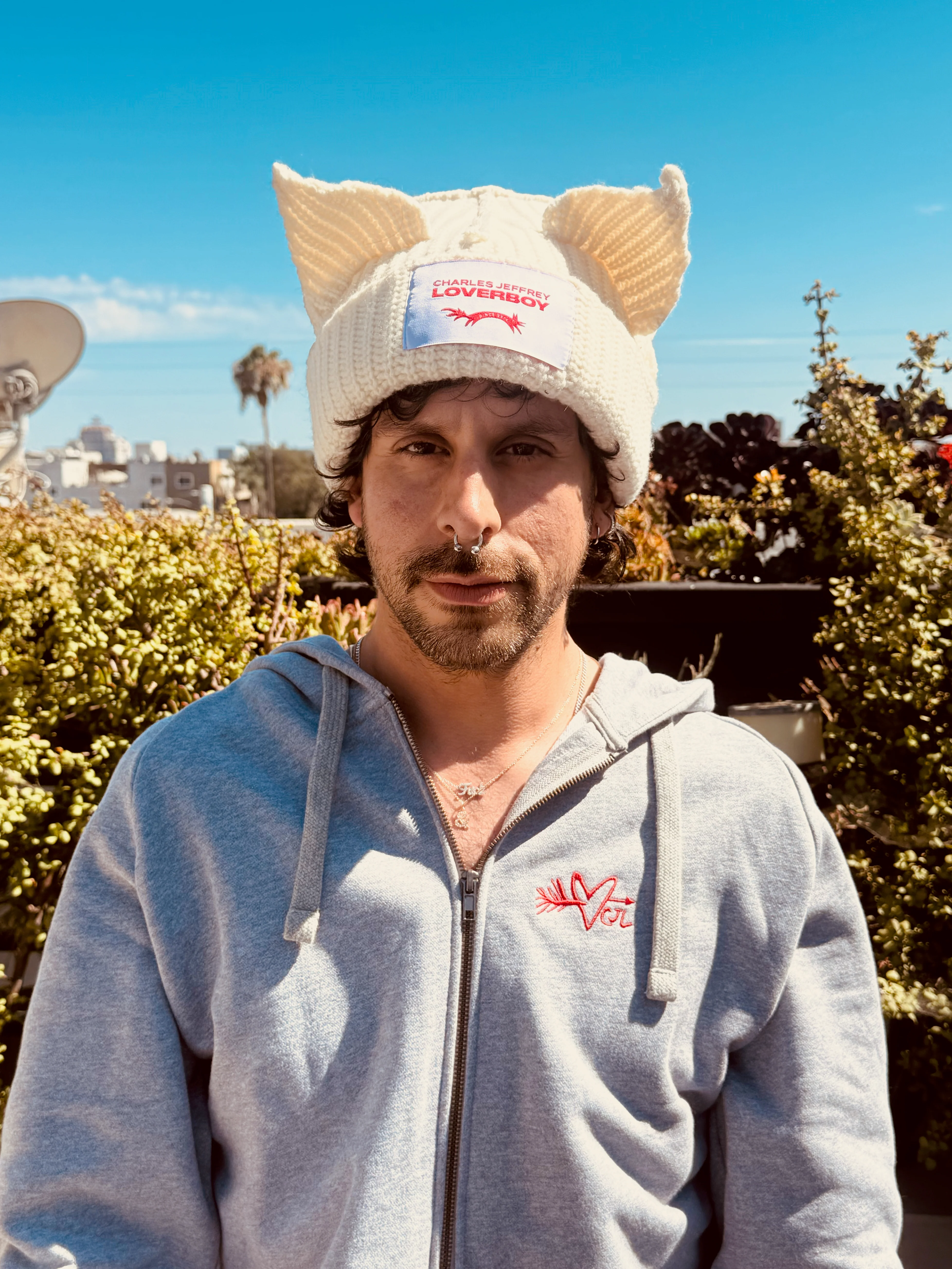 LOVERBOY BY CHARLES JEFFREY CHUNKY EARS BEANIE WHITE - Image 2