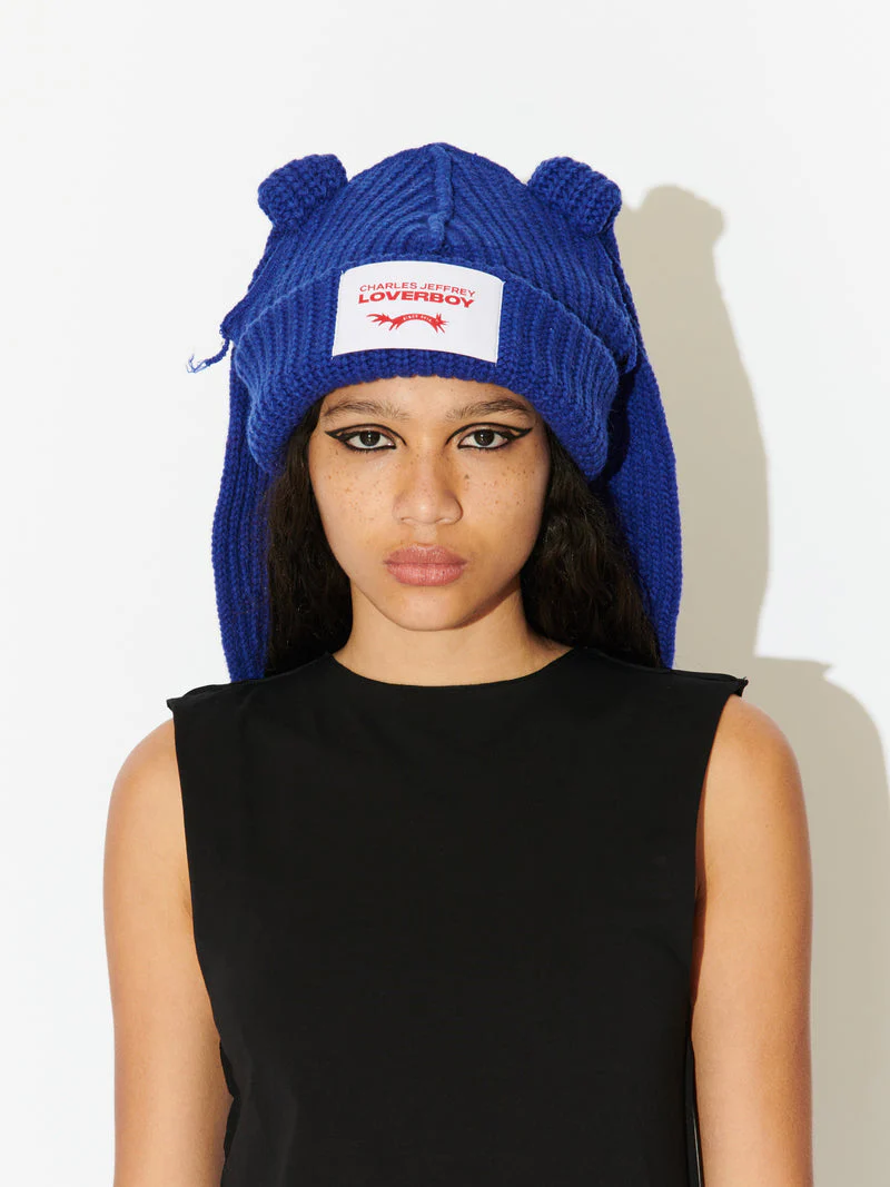 LOVERBOY BY CHARLES JEFFREY CHUNKY RABBIT BEANIE BLUE - Image 11