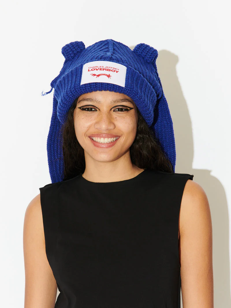 LOVERBOY BY CHARLES JEFFREY CHUNKY RABBIT BEANIE BLUE - Image 12