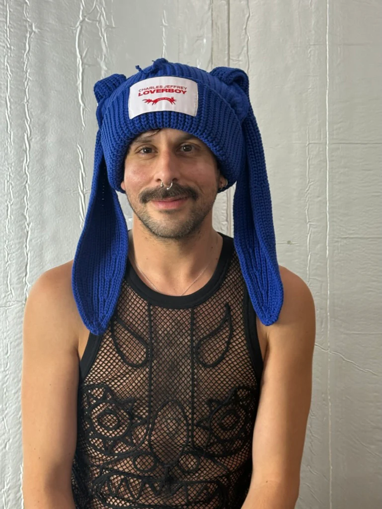 LOVERBOY BY CHARLES JEFFREY CHUNKY RABBIT BEANIE BLUE - Image 5
