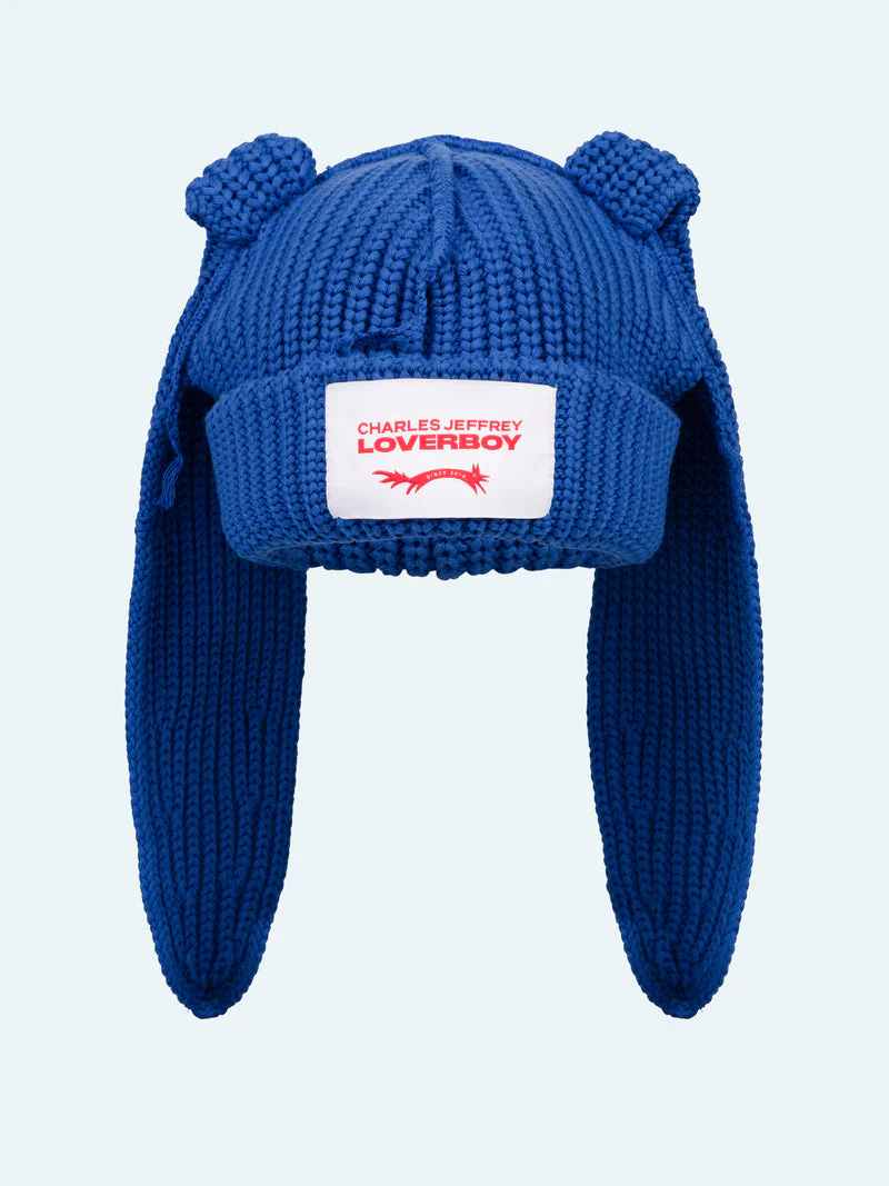 LOVERBOY BY CHARLES JEFFREY CHUNKY RABBIT BEANIE BLUE - Image 6