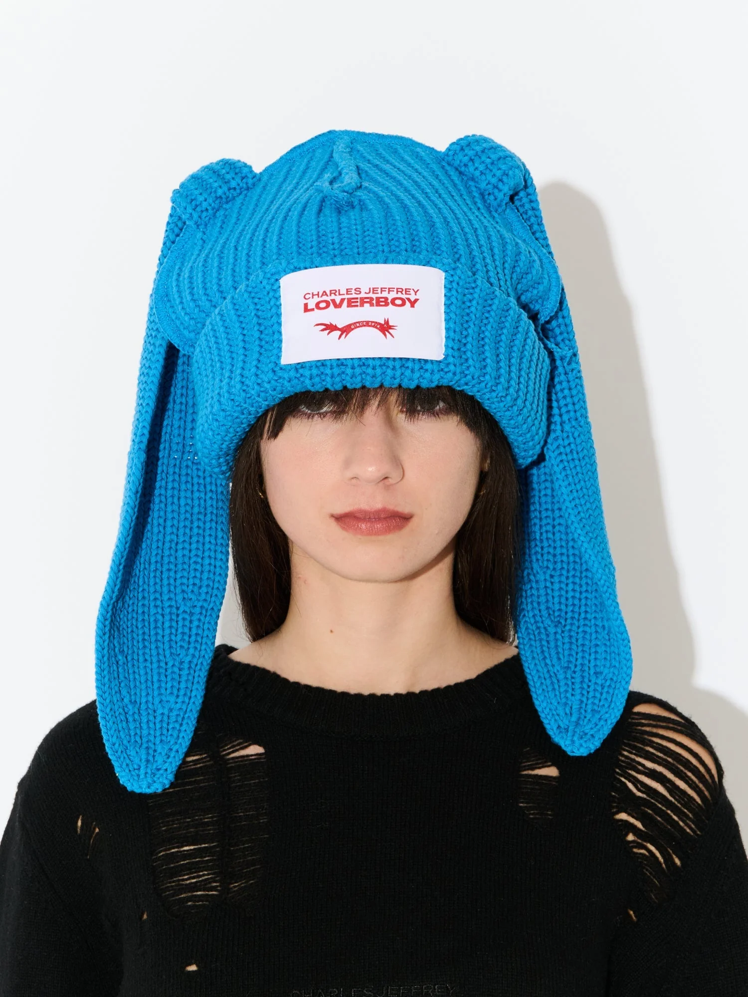 LOVERBOY BY CHARLES JEFFREY CHUNKY RABBIT BEANIE in Blue - Image 5