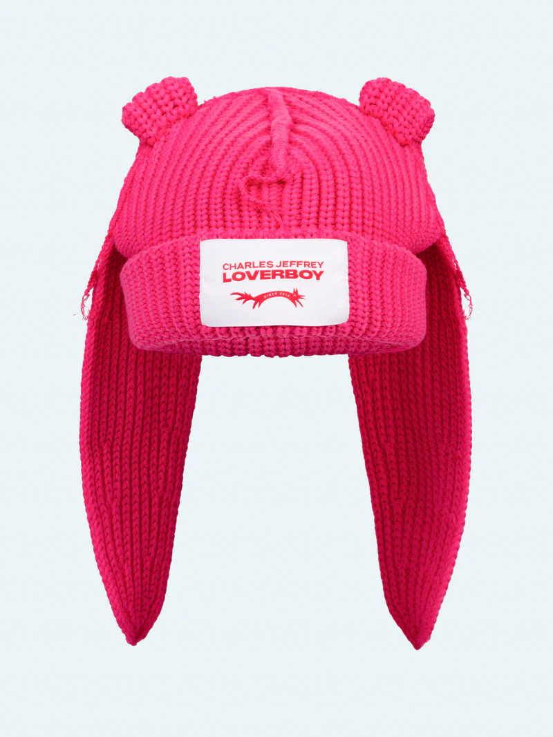 LOVERBOY BY CHARLES JEFFREY CHUNKY RABBIT BEANIE in PINK - Image 5