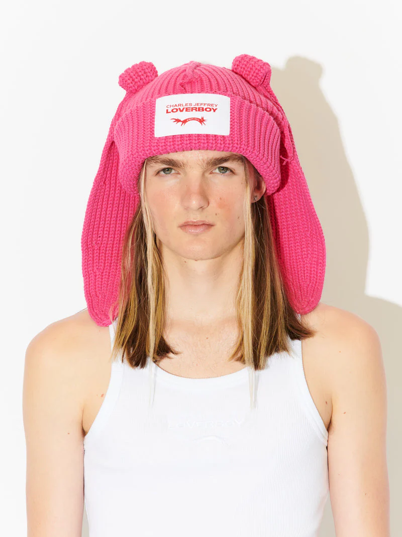 LOVERBOY BY CHARLES JEFFREY CHUNKY RABBIT BEANIE in PINK - Image 7