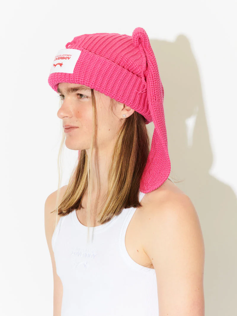 LOVERBOY BY CHARLES JEFFREY CHUNKY RABBIT BEANIE in PINK - Image 8