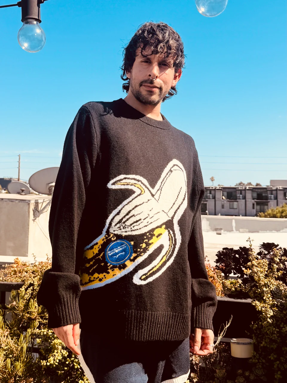 LOVERBOY BY CHARLES JEFFREY GRAPHIC JUMPER in BLACK YELLOW - Image 2
