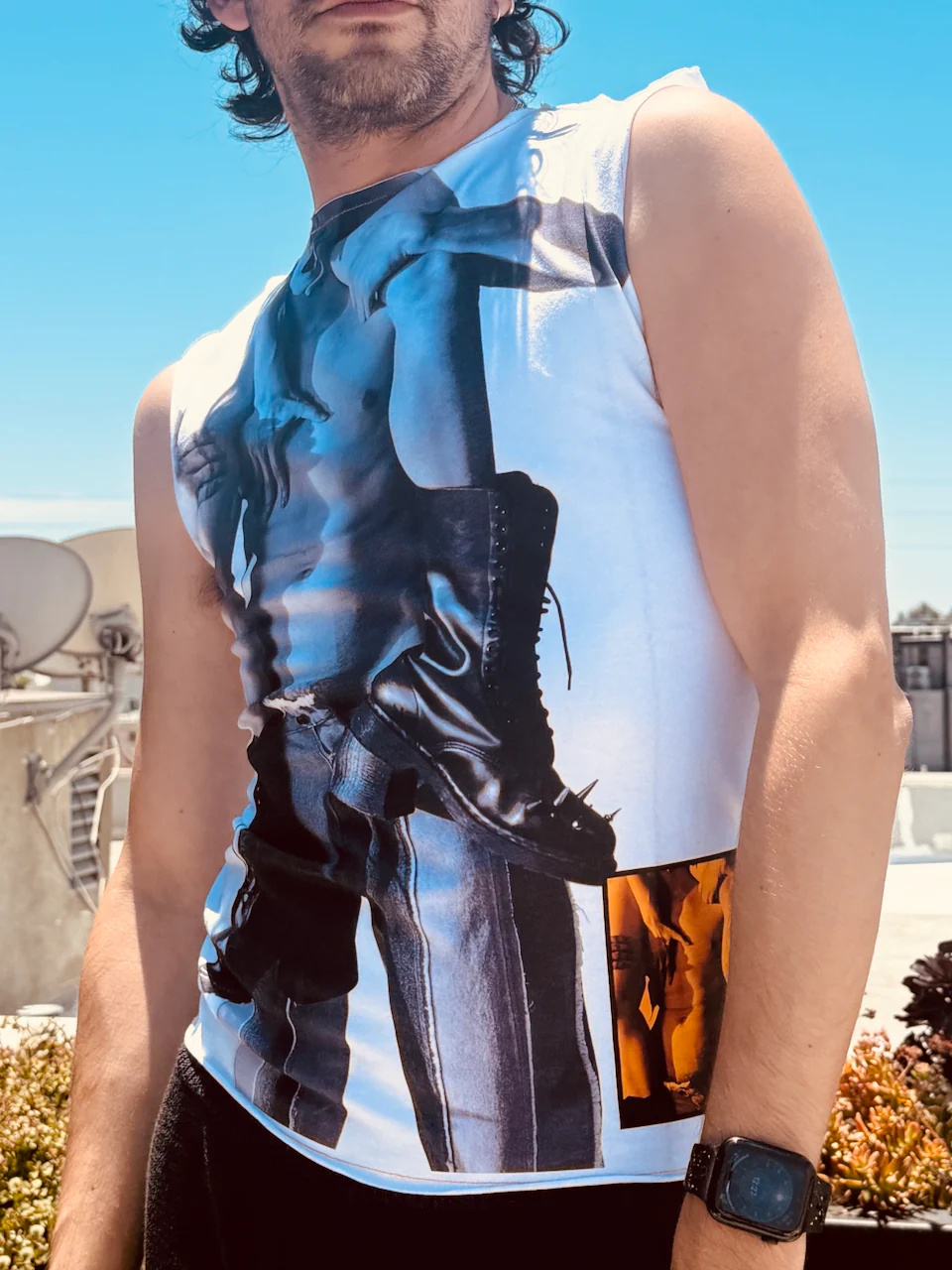 LOVERBOY BY CHARLES JEFFREY GRAPHIC TANK TOP in WHITE - Image 6