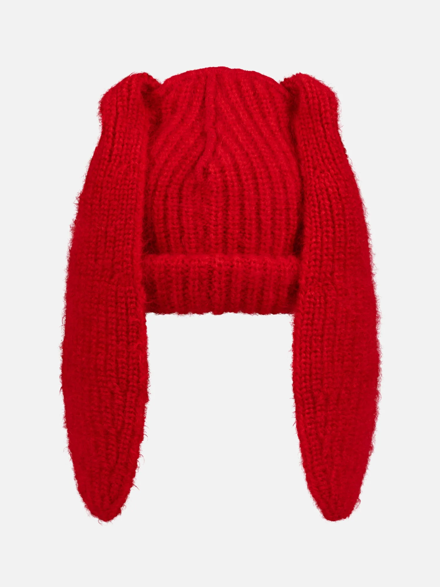 LOVERBOY BY CHARLES JEFFREY MOHAIR CHUNKY RABBIT BEANIE in RED - Image 5