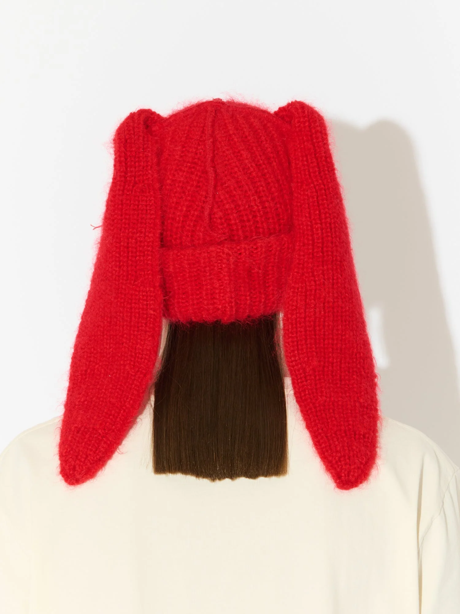 LOVERBOY BY CHARLES JEFFREY MOHAIR CHUNKY RABBIT BEANIE in RED - Image 8