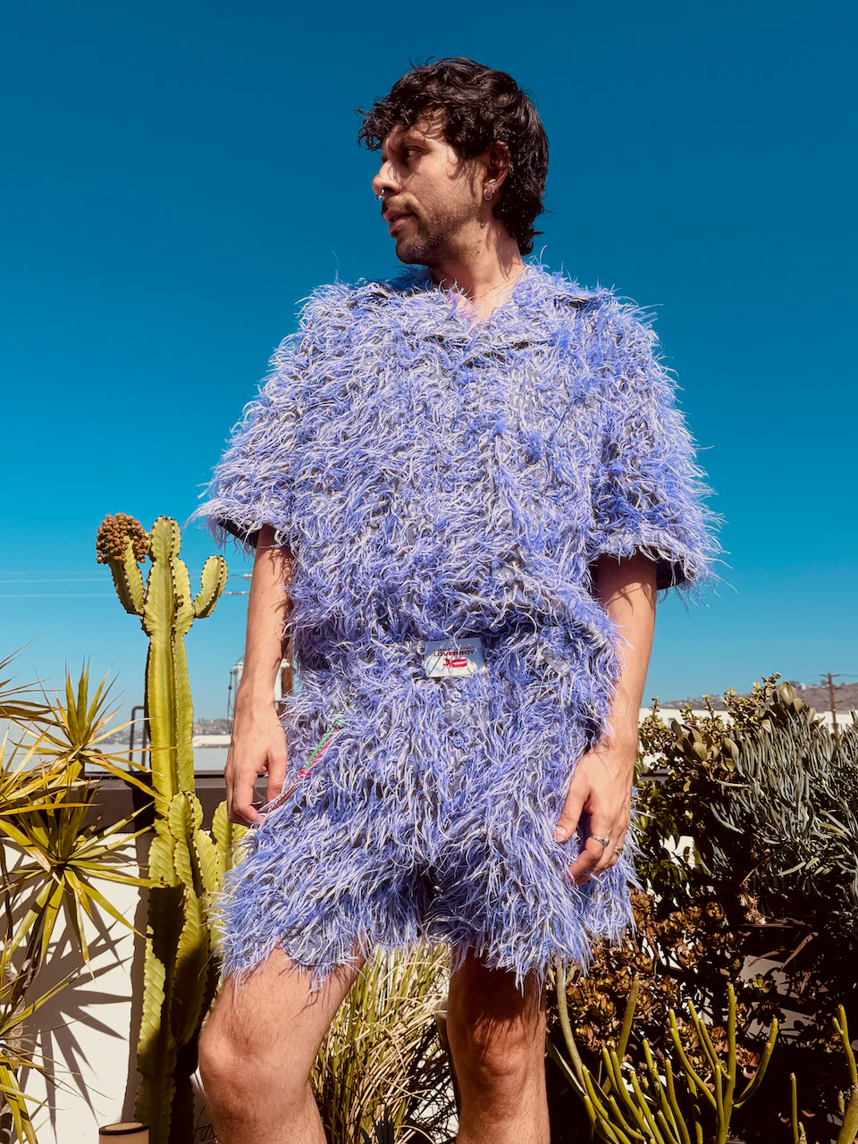 LOVERBOY BY CHARLES JEFFREY SHAGGY HAWAIIAN SHIRT IN PURPLE - Image 11