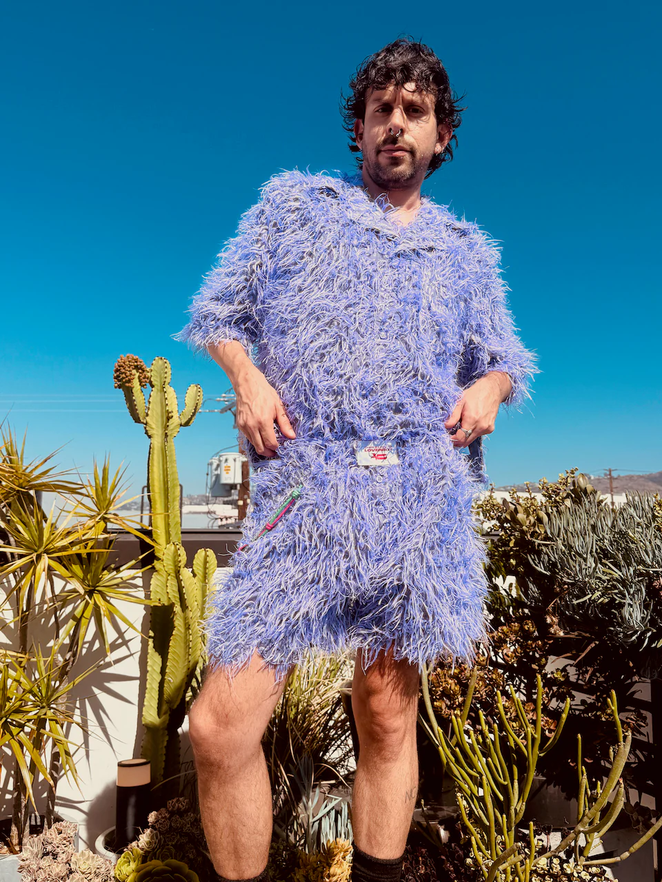 LOVERBOY BY CHARLES JEFFREY SHAGGY HAWAIIAN SHIRT IN PURPLE - Image 15