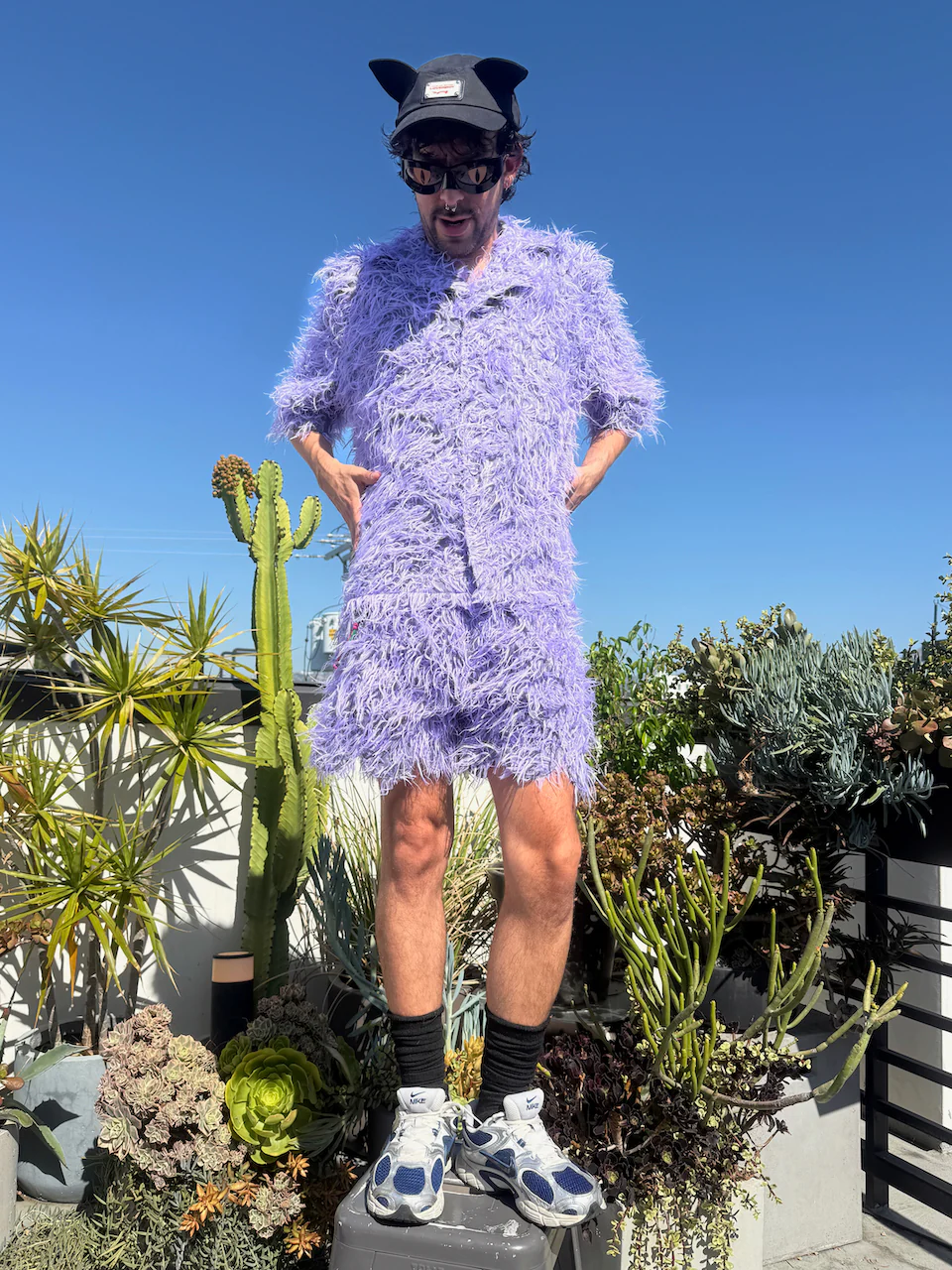 LOVERBOY BY CHARLES JEFFREY SHAGGY HAWAIIAN SHIRT IN PURPLE - Image 4
