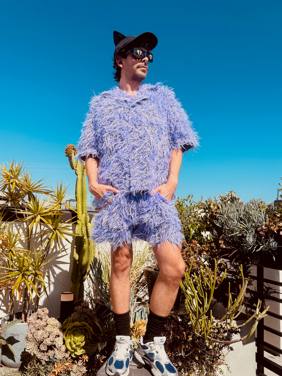 LOVERBOY BY CHARLES JEFFREY SHAGGY HAWAIIAN SHIRT IN PURPLE - Image 5