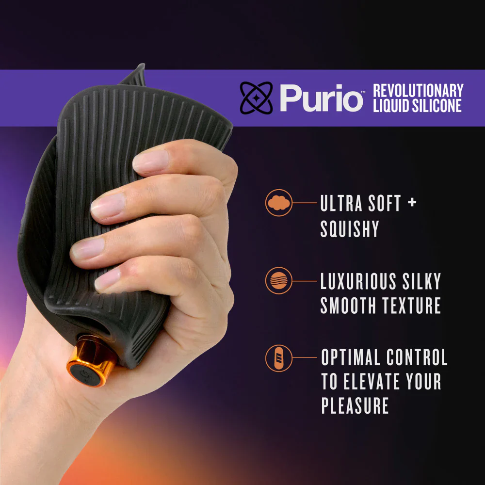 M Elite Platinum Wrapt 4 Inch Ribbed Vibrating Masturbator in Black - Image 10