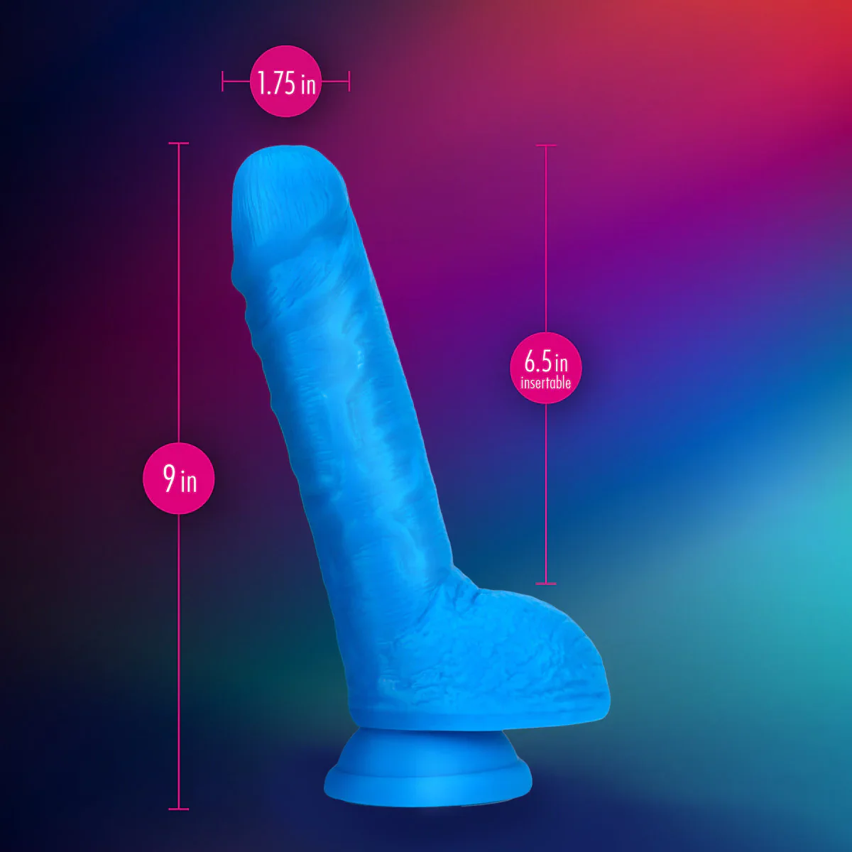Neo Elite Neon Blue: 9-Inch Long Dildo - Image 3