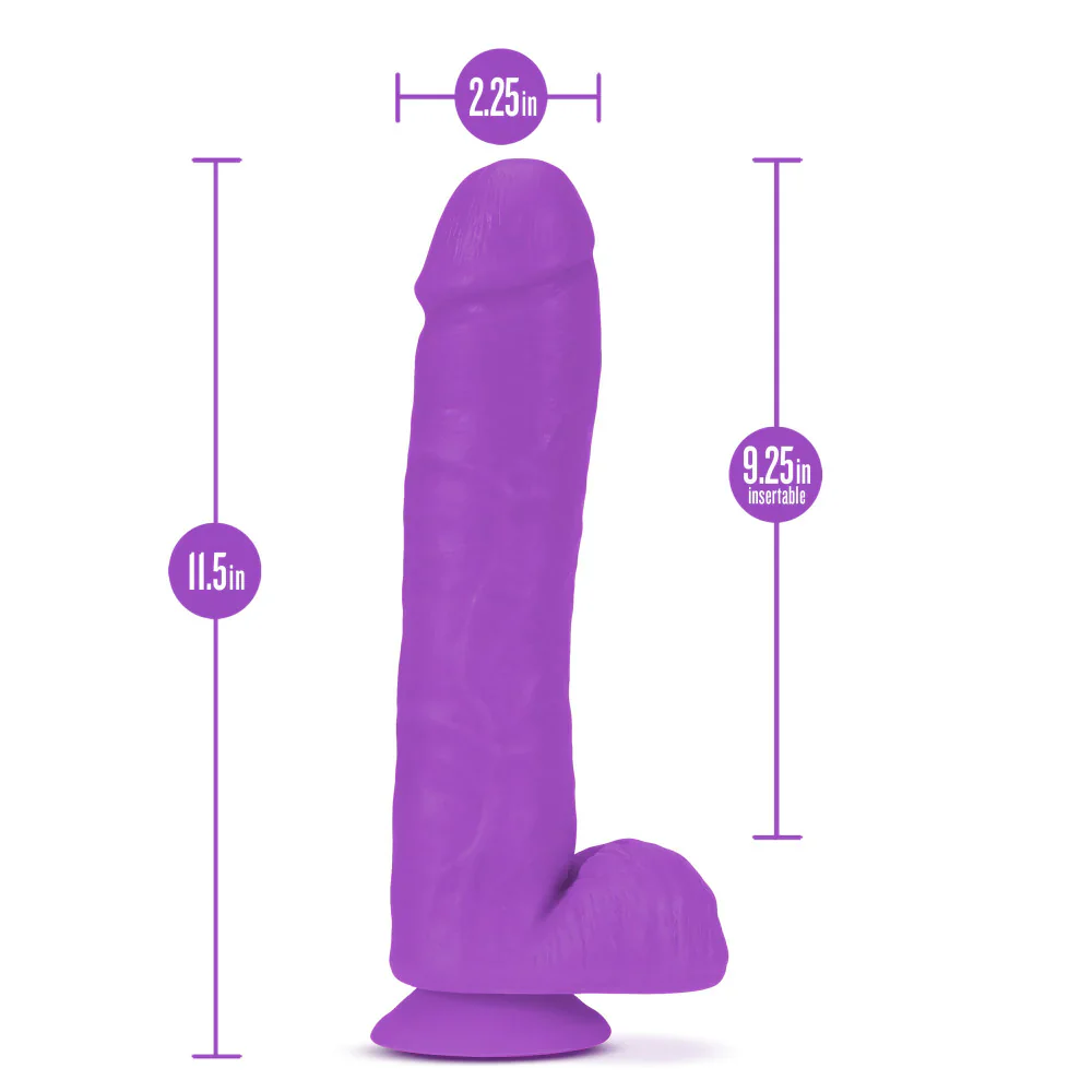 Neo Elite Silicone Dual Density Dildo with Balls 11in - Purple - Image 3