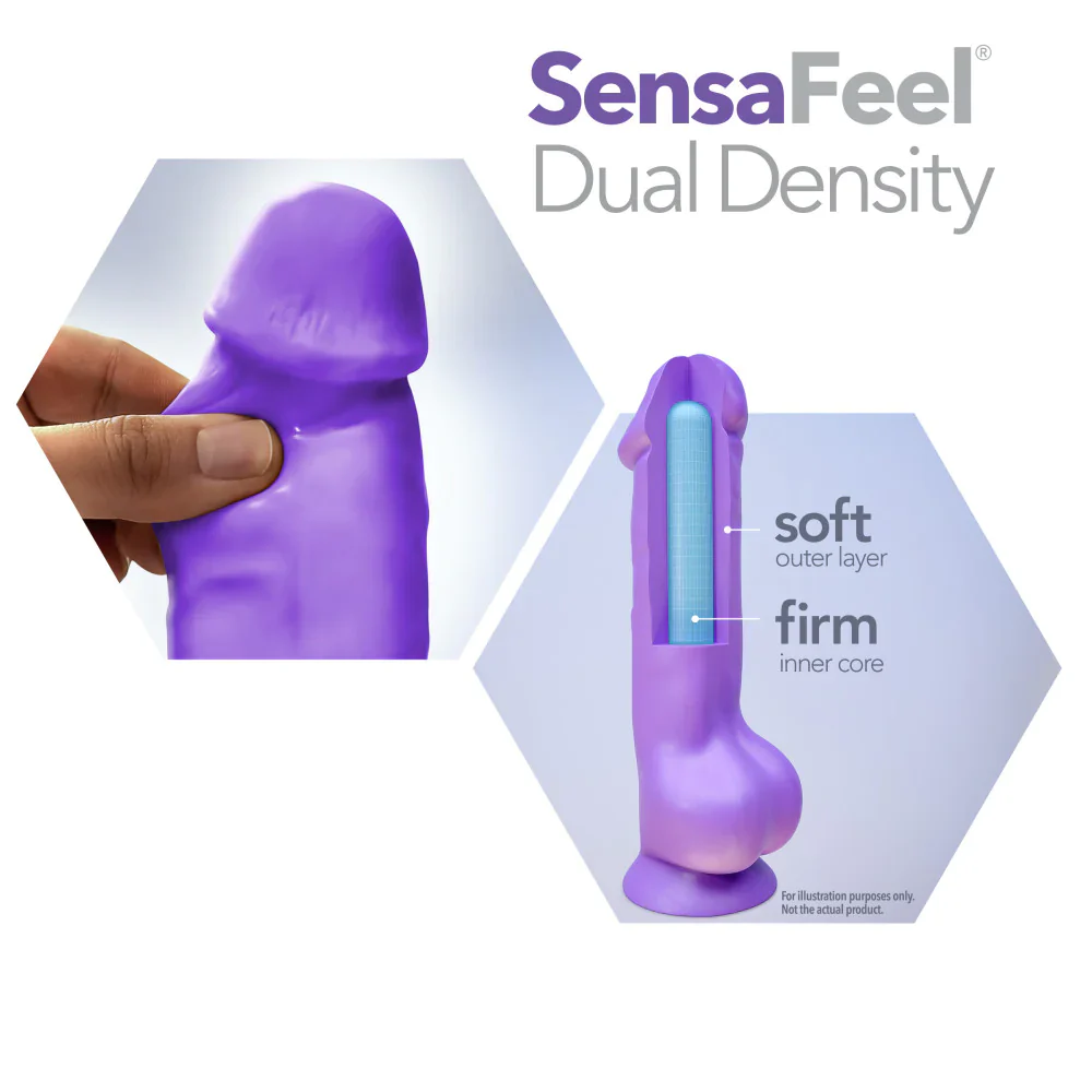 Neo Elite Silicone Dual Density Dildo with Balls 7.5in - Neon Pink - Image 4