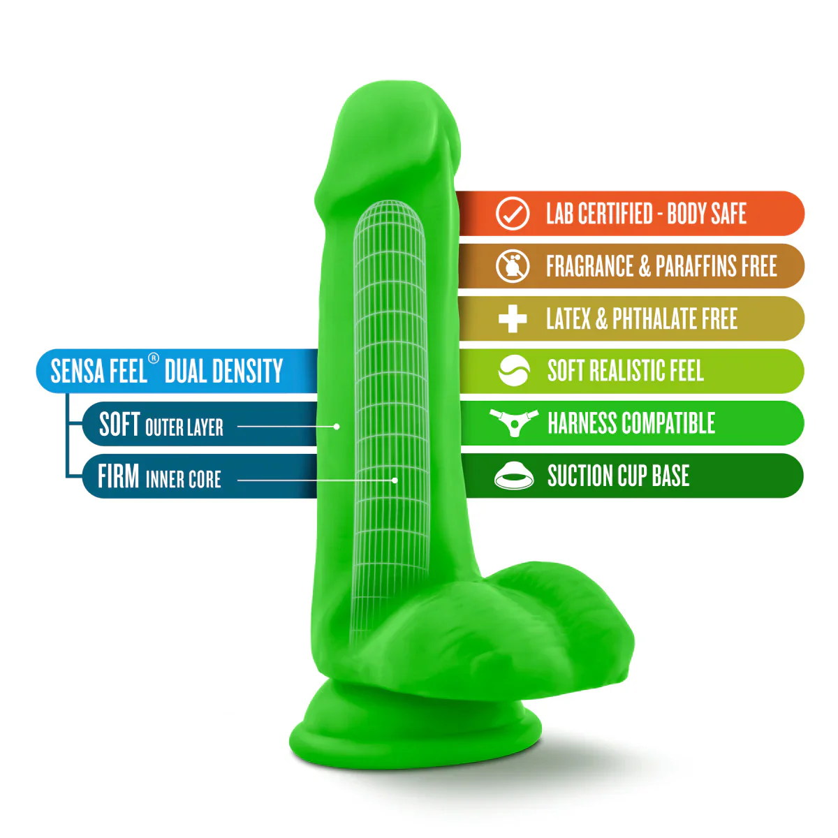 Neo Realistic Neon Green 6-Inch Long Dildo - Image 3
