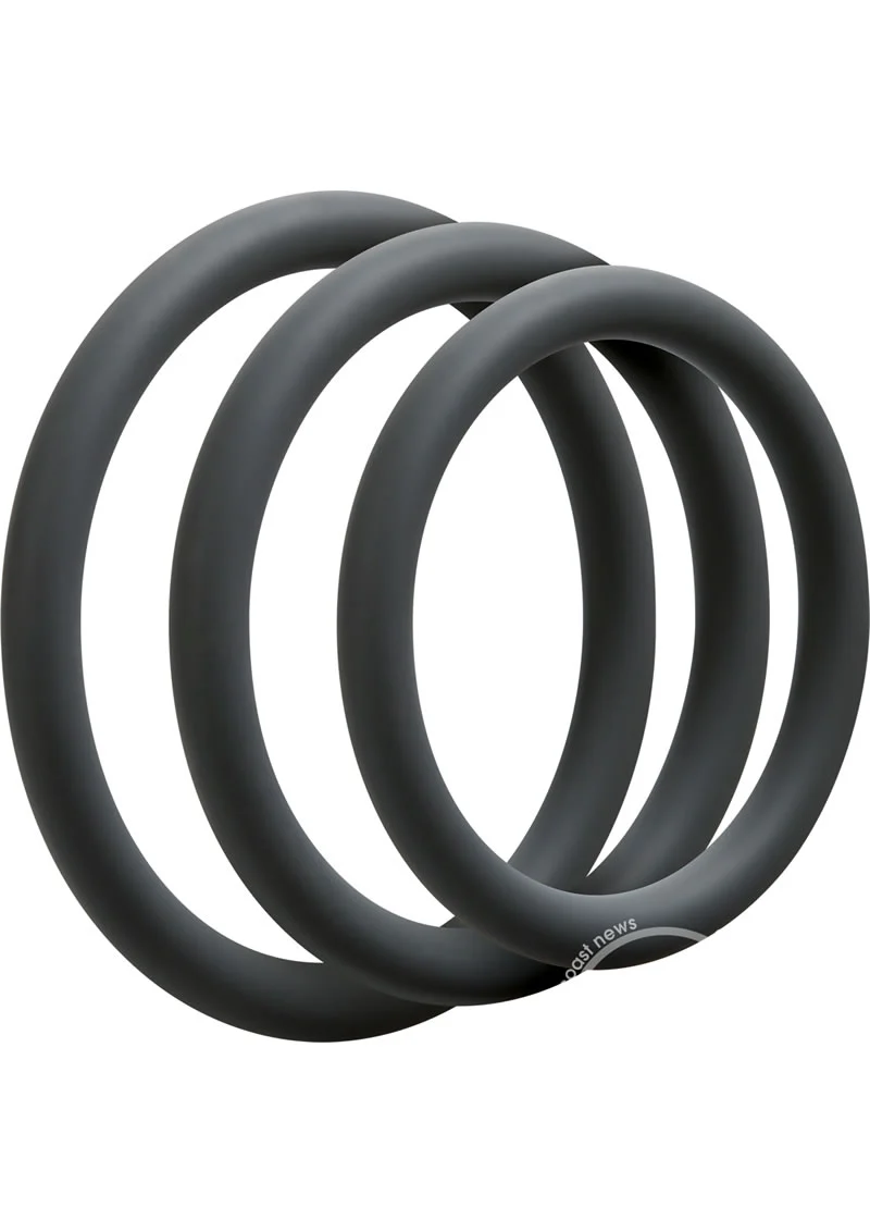 OptiMALE 3 C-Ring Set Silicone Cock Ring Thin (3 Piece Kit) - Slate - Image 3