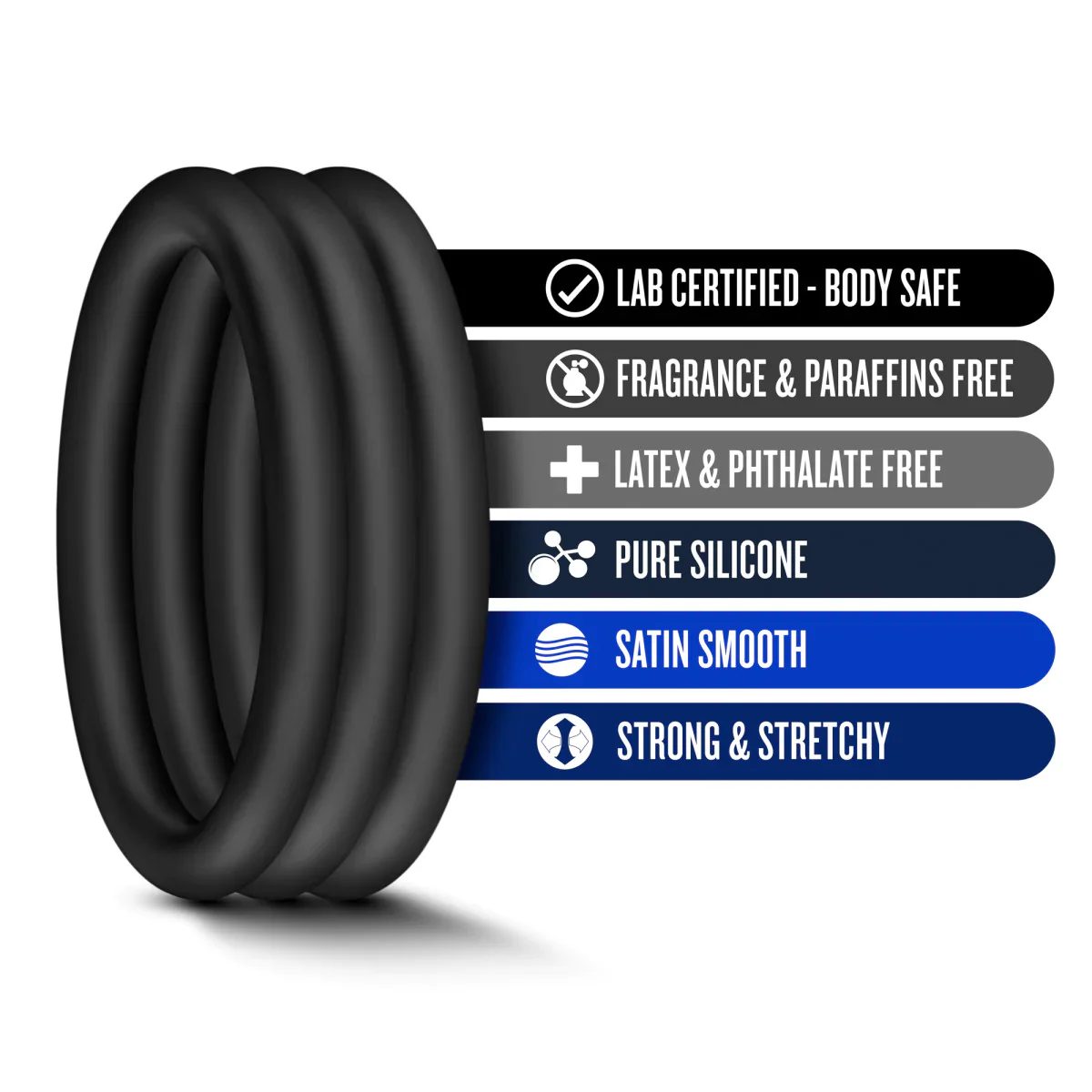 Performance VS3 Pure Premium Silicone Cock Rings LARGE - 3 Pack - Image 3