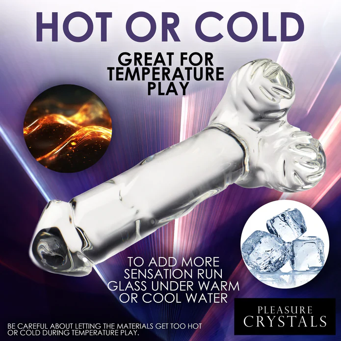Pleasure Crystals 7.1" Glass Dildo W/ Balls - Image 3