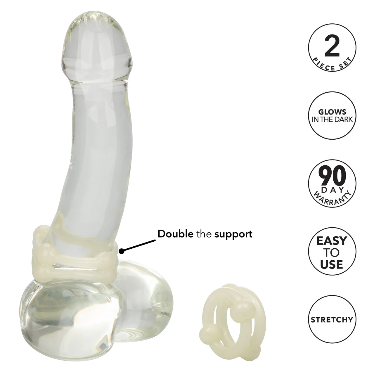 Rings! Island Rings Double Stacker Cock Rings (2 piece set) - Clear - Image 6