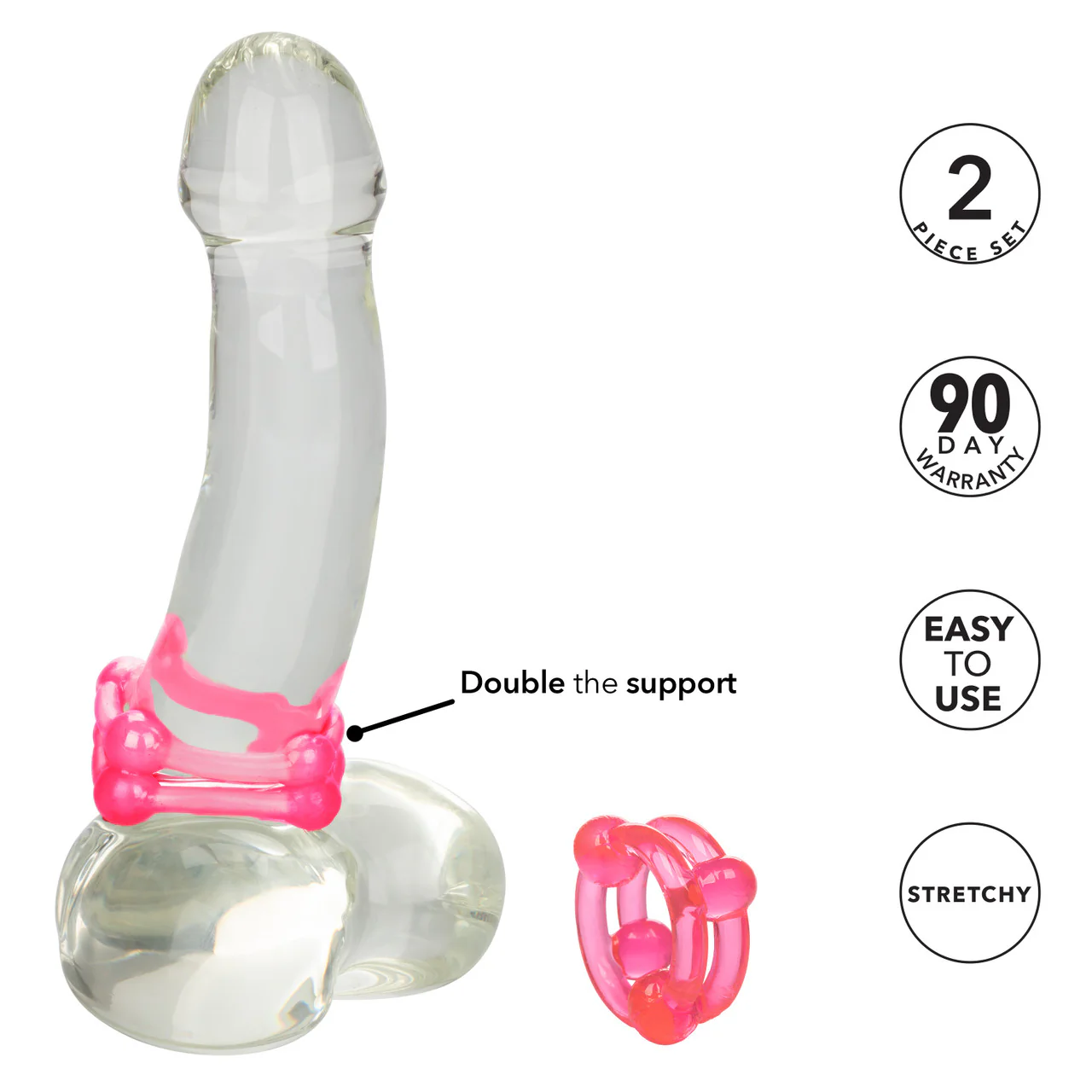 Rings! Island Rings Double Stacker Cock Rings (2 piece set) - Pink - Image 6