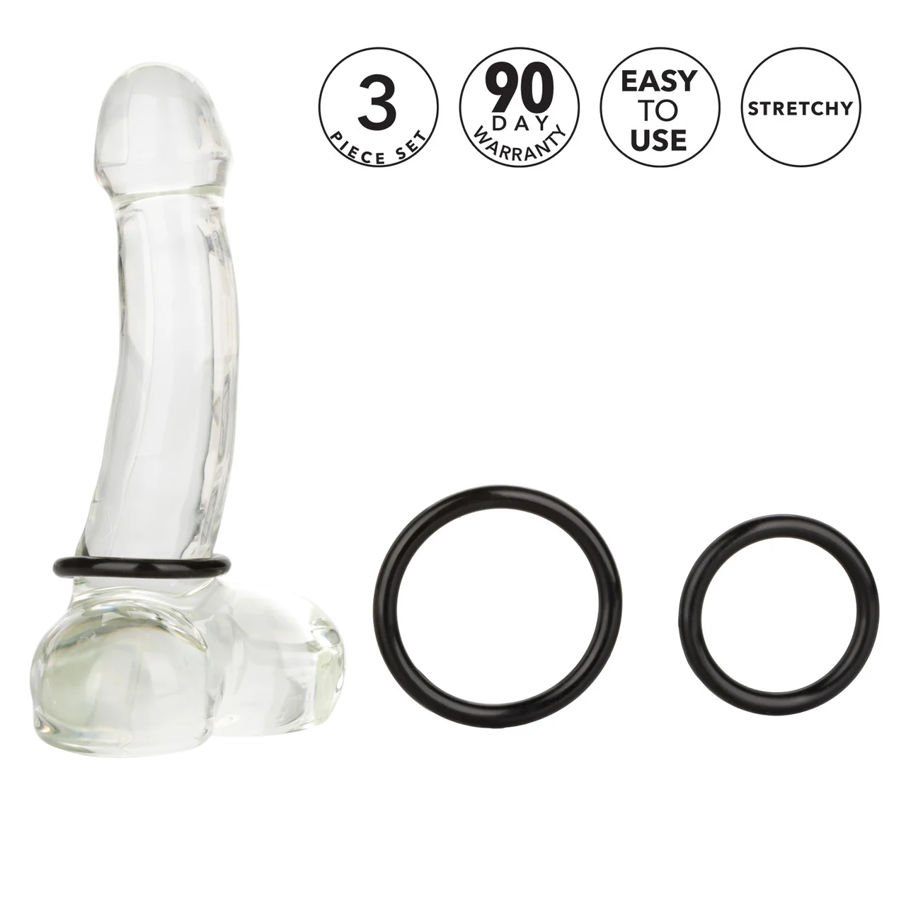 Rings! Tri Rings Cock Ring Set (3 Piece Set) - Black - Image 5