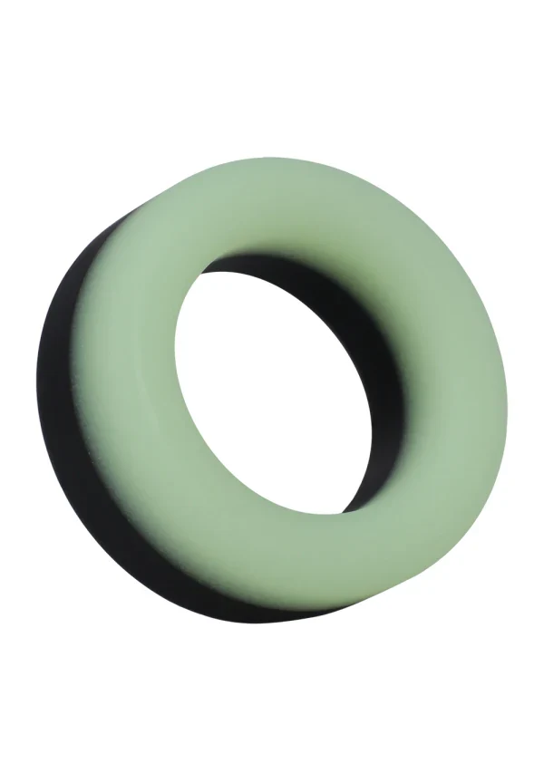 Rock Solid The Big O Glow in the Dark Silicone Cock Ring - Green/Black - Image 6