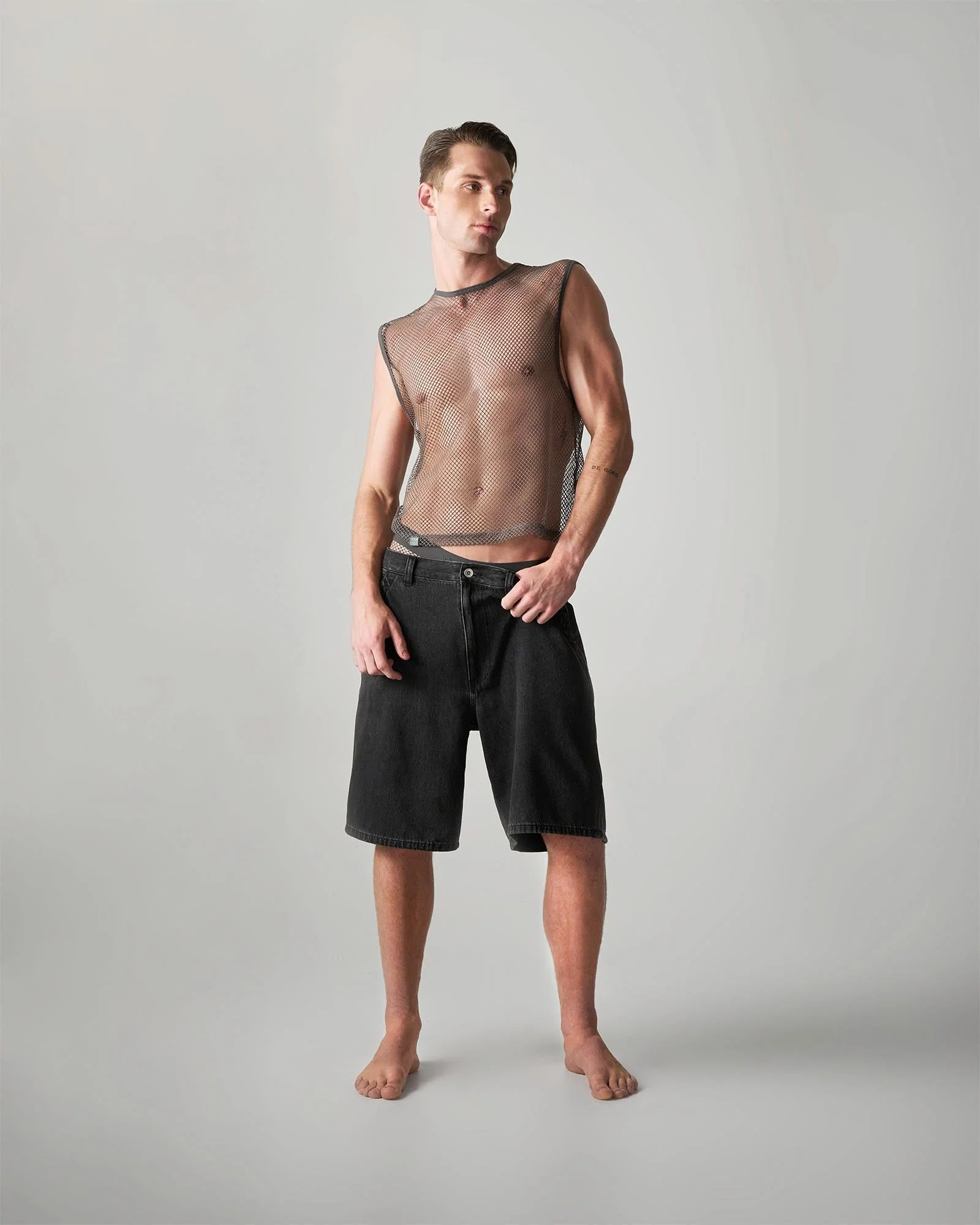 TEAMM8 Edge Net Muscle Tank Gunmetal - Image 2