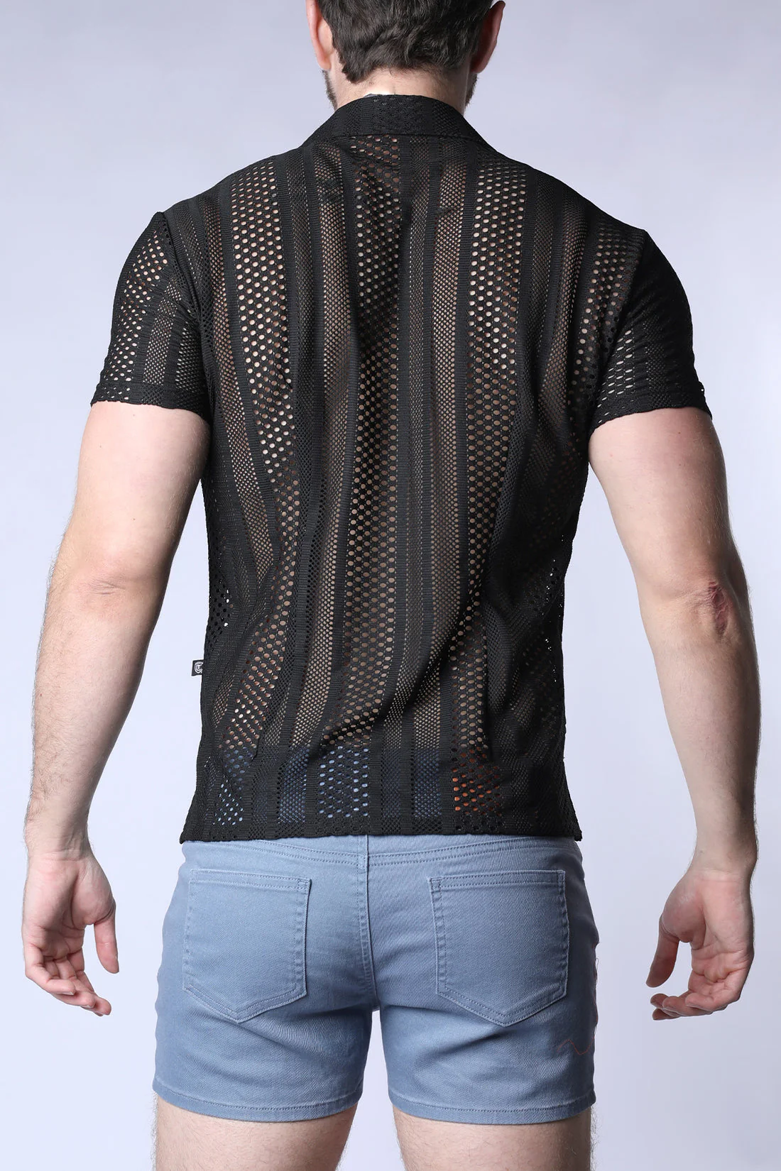 TIMOTEO Sicily Crochet Mesh Shirt -Black - Image 3