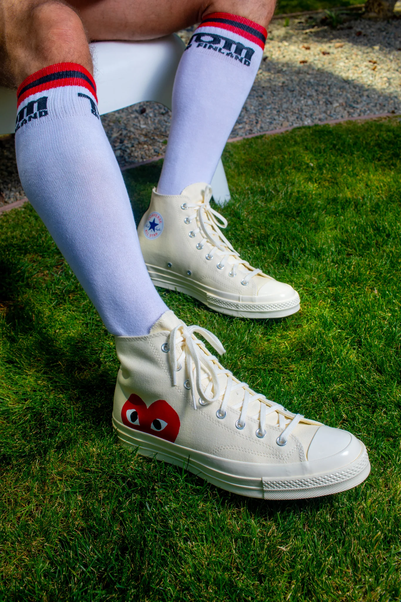 TOM OF FINLAND KNEE HIGH WHITE LOGO SOCKS - Image 10