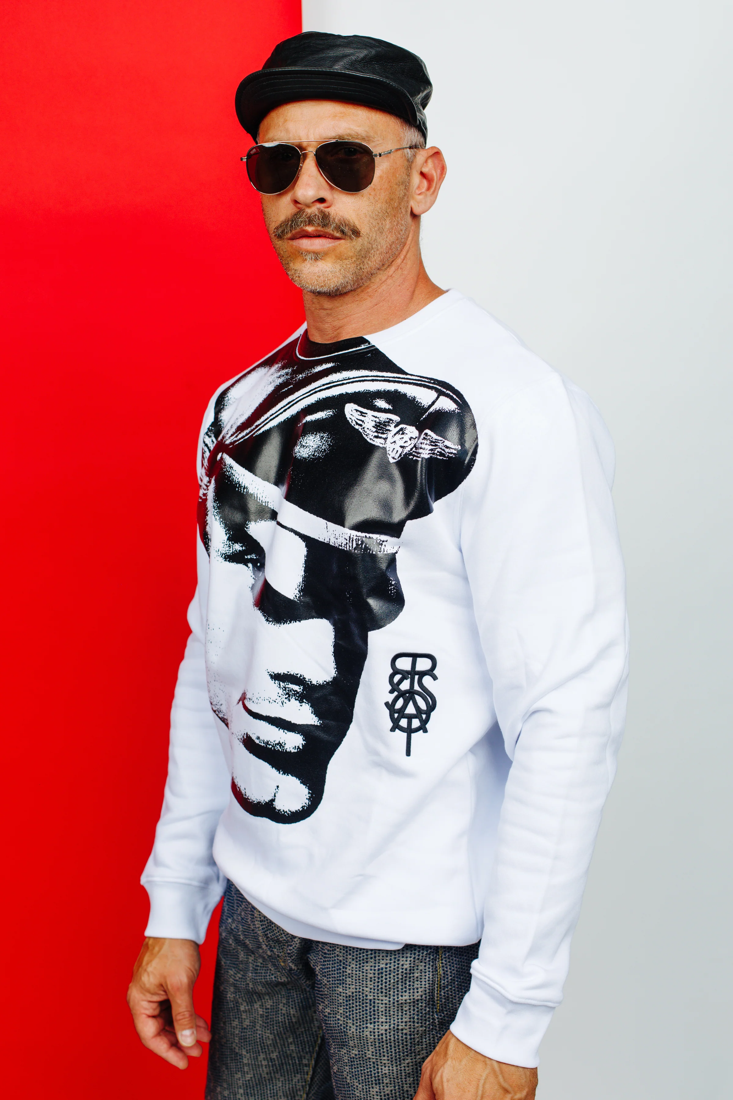 TOM OF FINLAND x WE ARE SPASTOR BIKER HEAD SWEATSHIRT - WHITE - Image 2