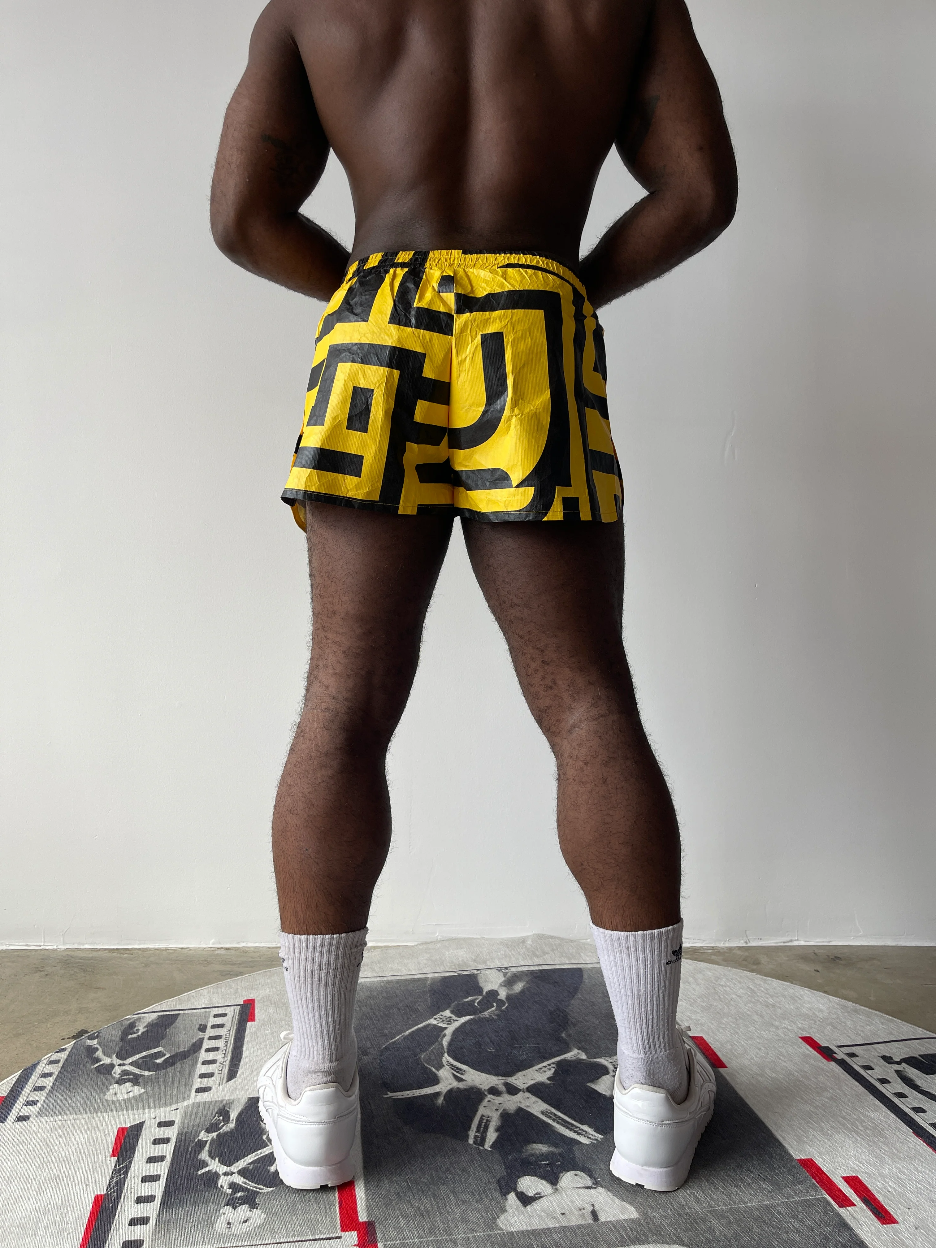 Walter Van Beirendonck Sports Shorts Yellow/ Black SS24 - Image 4