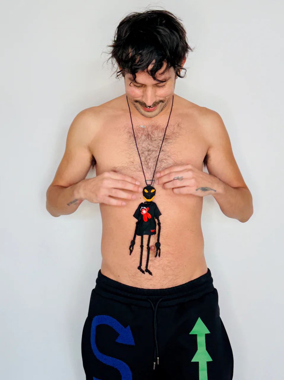 Walter Van Beirendonck Alien Friend + T Necklace in black - Image 10