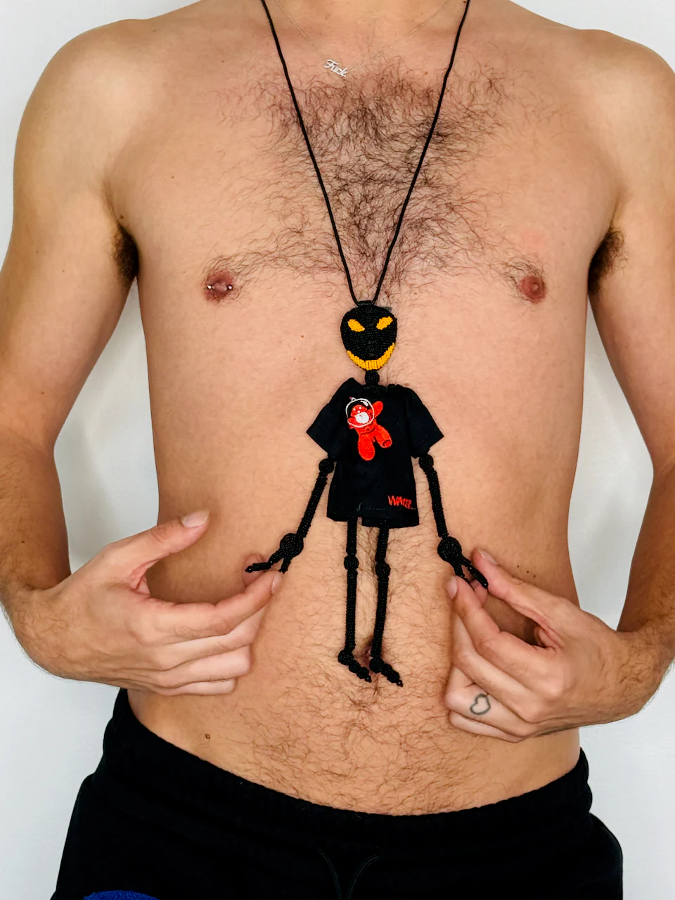 Walter Van Beirendonck Alien Friend + T Necklace in black - Image 12