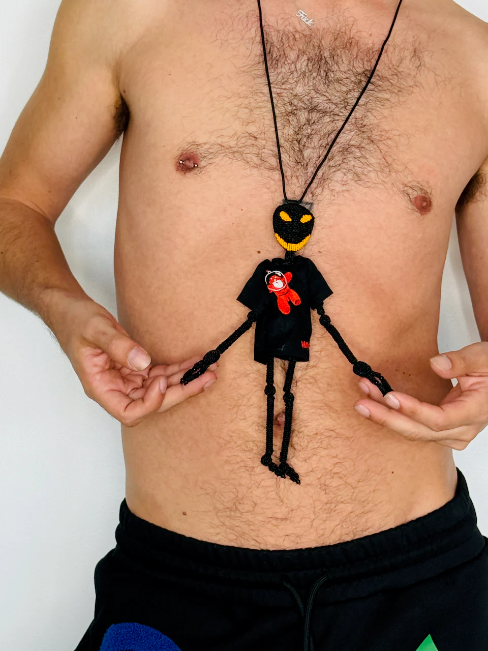 Walter Van Beirendonck Alien Friend + T Necklace in black - Image 17