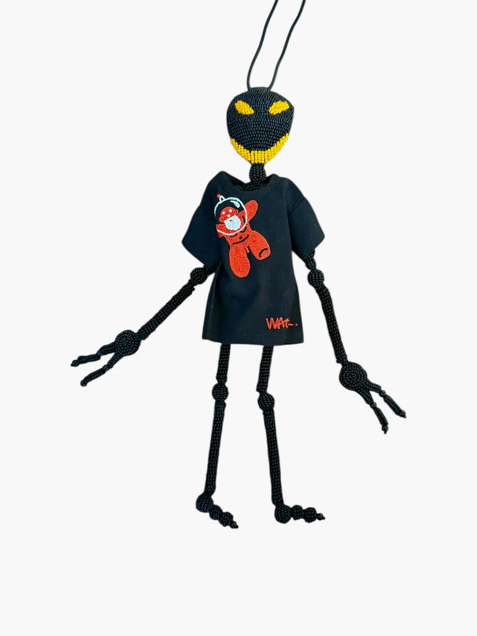 Walter Van Beirendonck Alien Friend + T Necklace in black - Image 3
