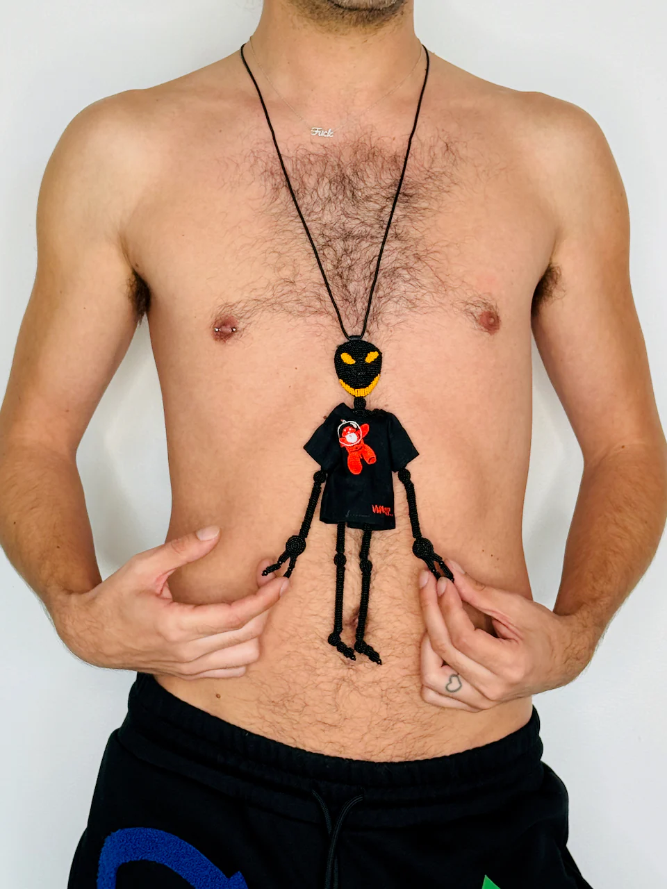 Walter Van Beirendonck Alien Friend + T Necklace in black - Image 9