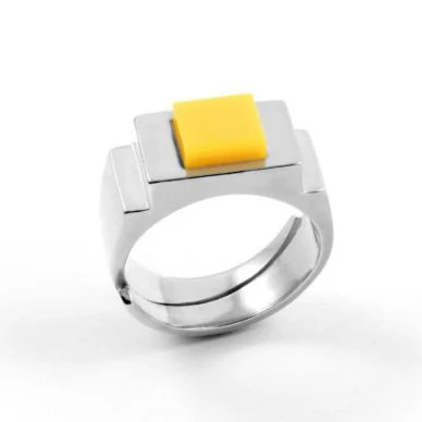 Yellow Square Ring Silver by Jonathan Johnson - Image 2